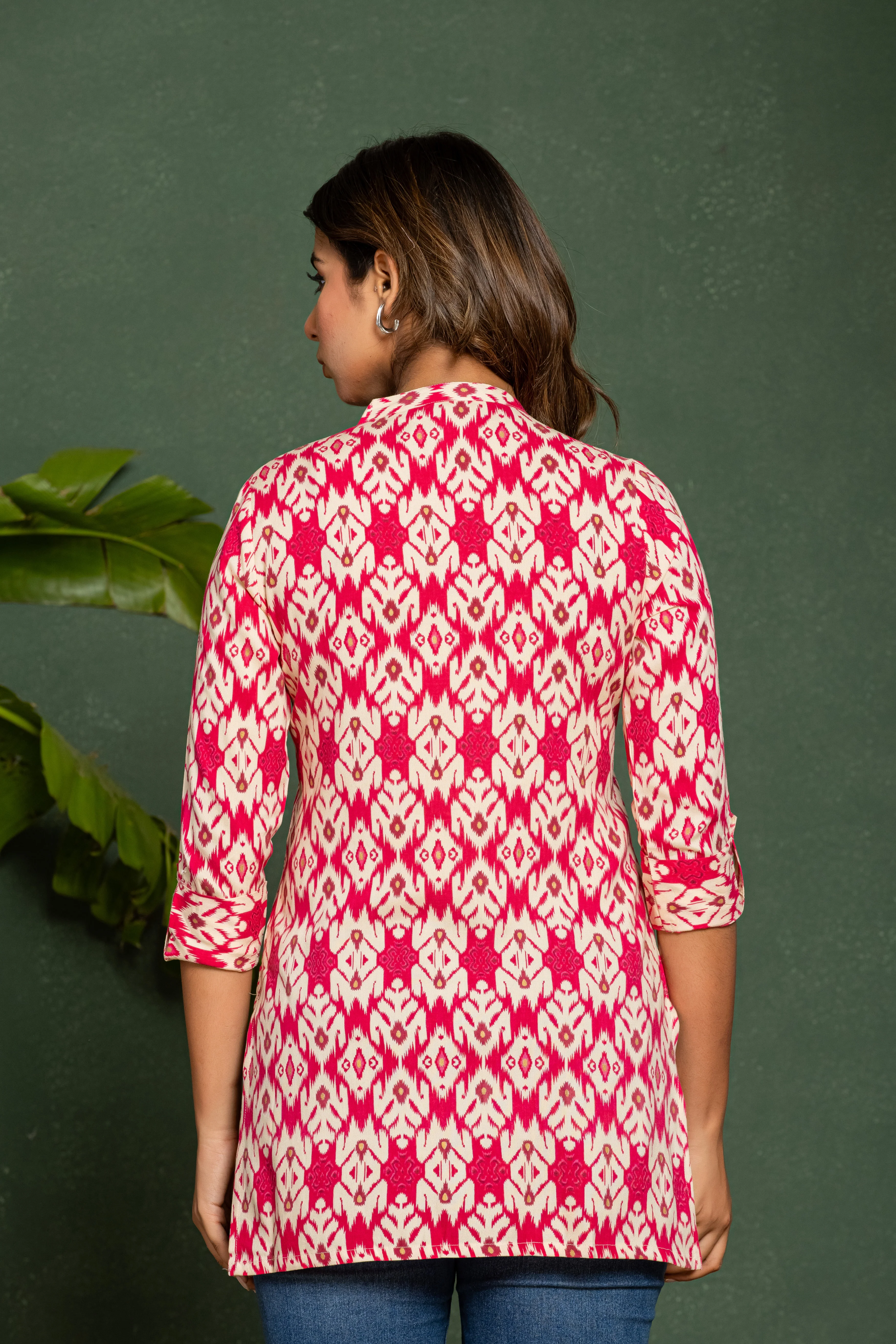 UMA SALMON PRINTED COTTON SHORT TOP - Image 3