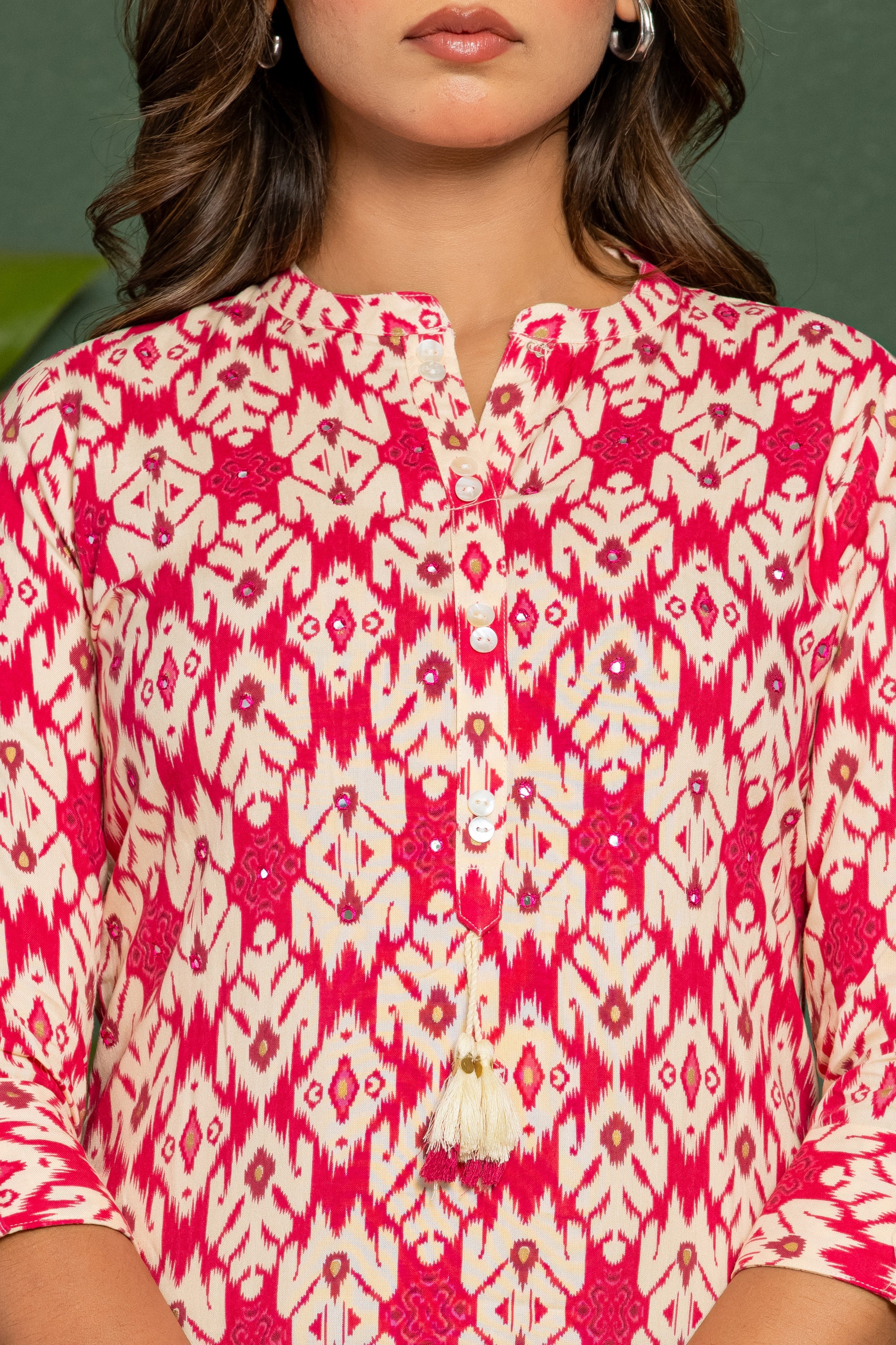 UMA SALMON PRINTED COTTON SHORT TOP - Image 5