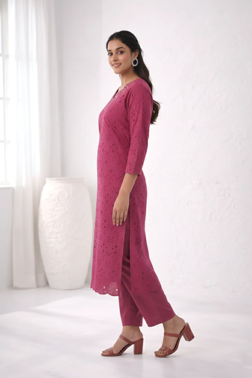 LIPIKA ORCHID SCHIFFLI COTTON CO-ORD SET - Image 4