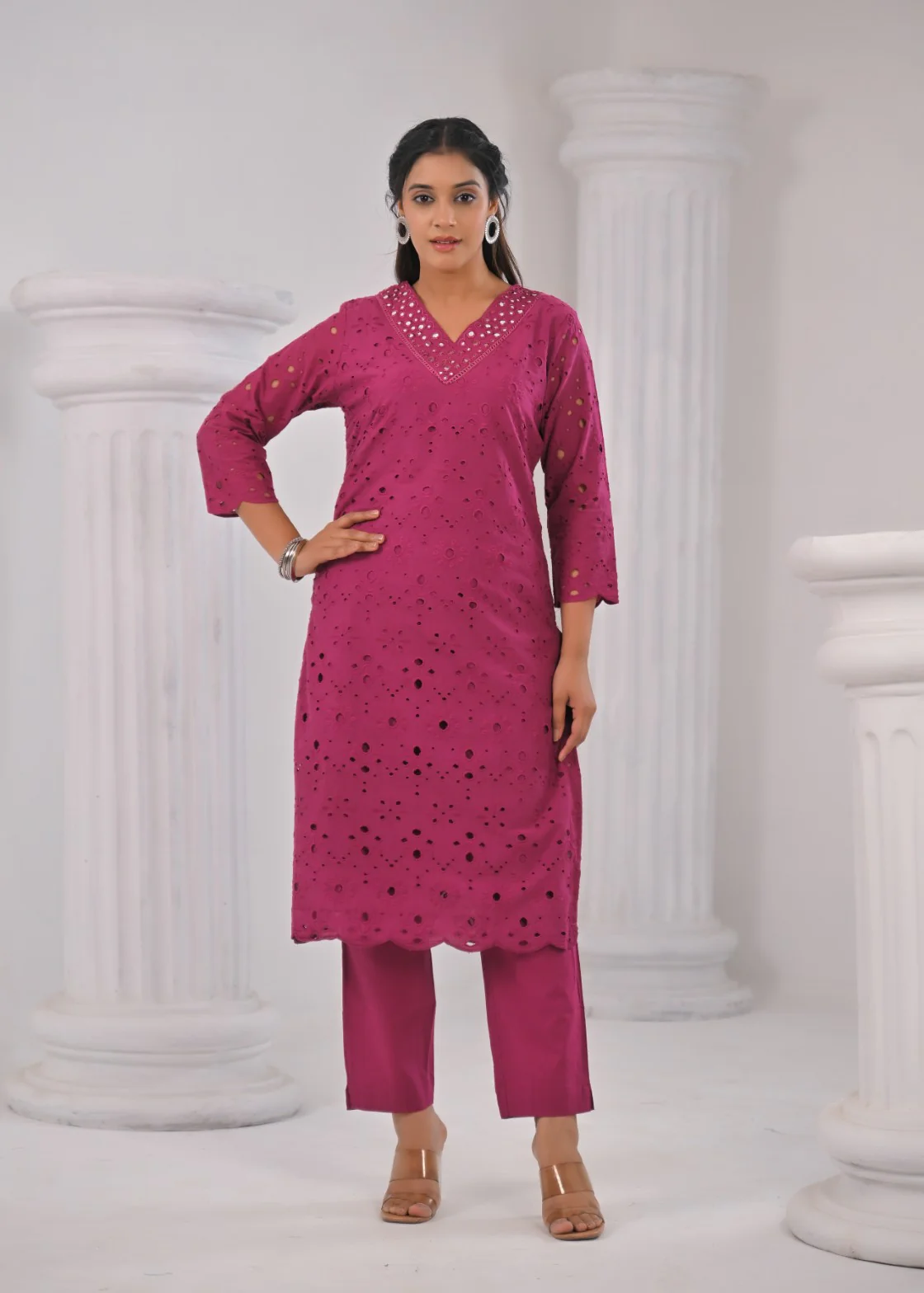 LIPIKA ORCHID SCHIFFLI COTTON CO-ORD SET - Image 7