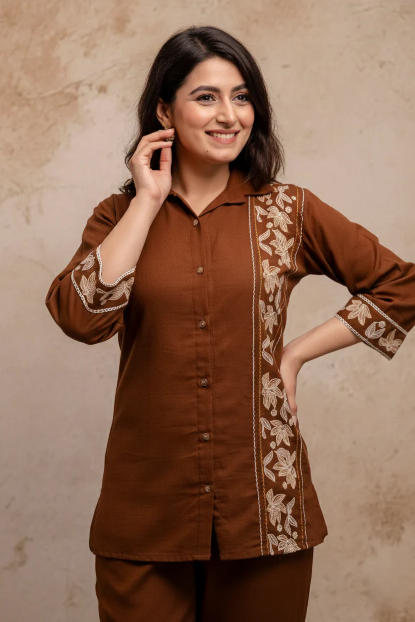 Viyona Mousse Cotton Embroidered Co-ord Set - Image 2