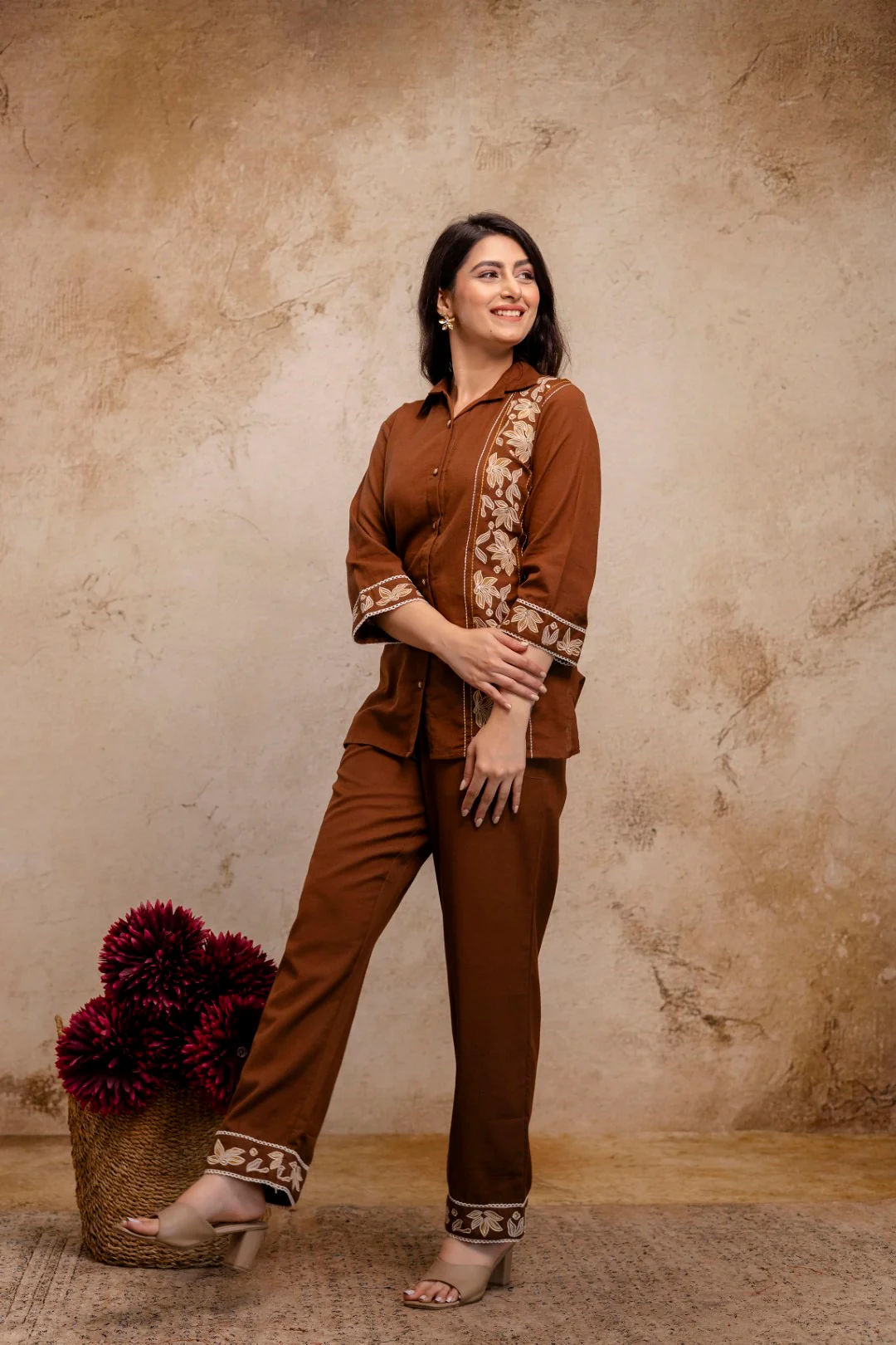 Viyona Mousse Cotton Embroidered Co-ord Set - Image 6