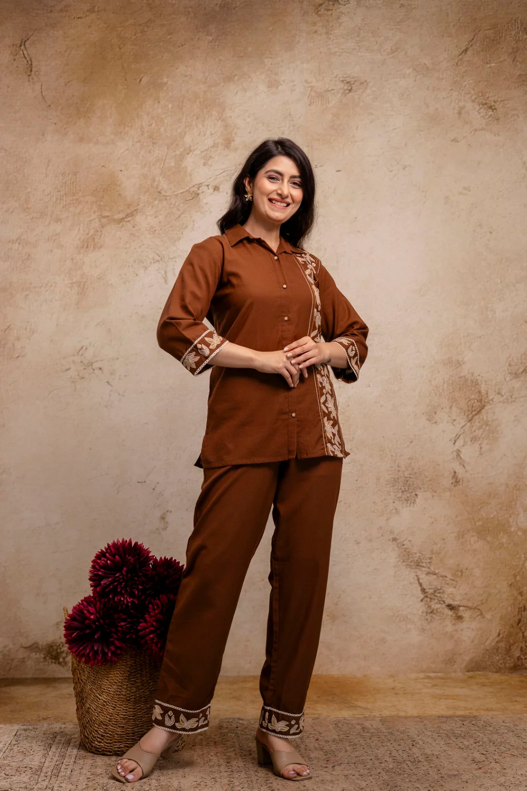 Viyona Mousse Cotton Embroidered Co-ord Set - Image 7