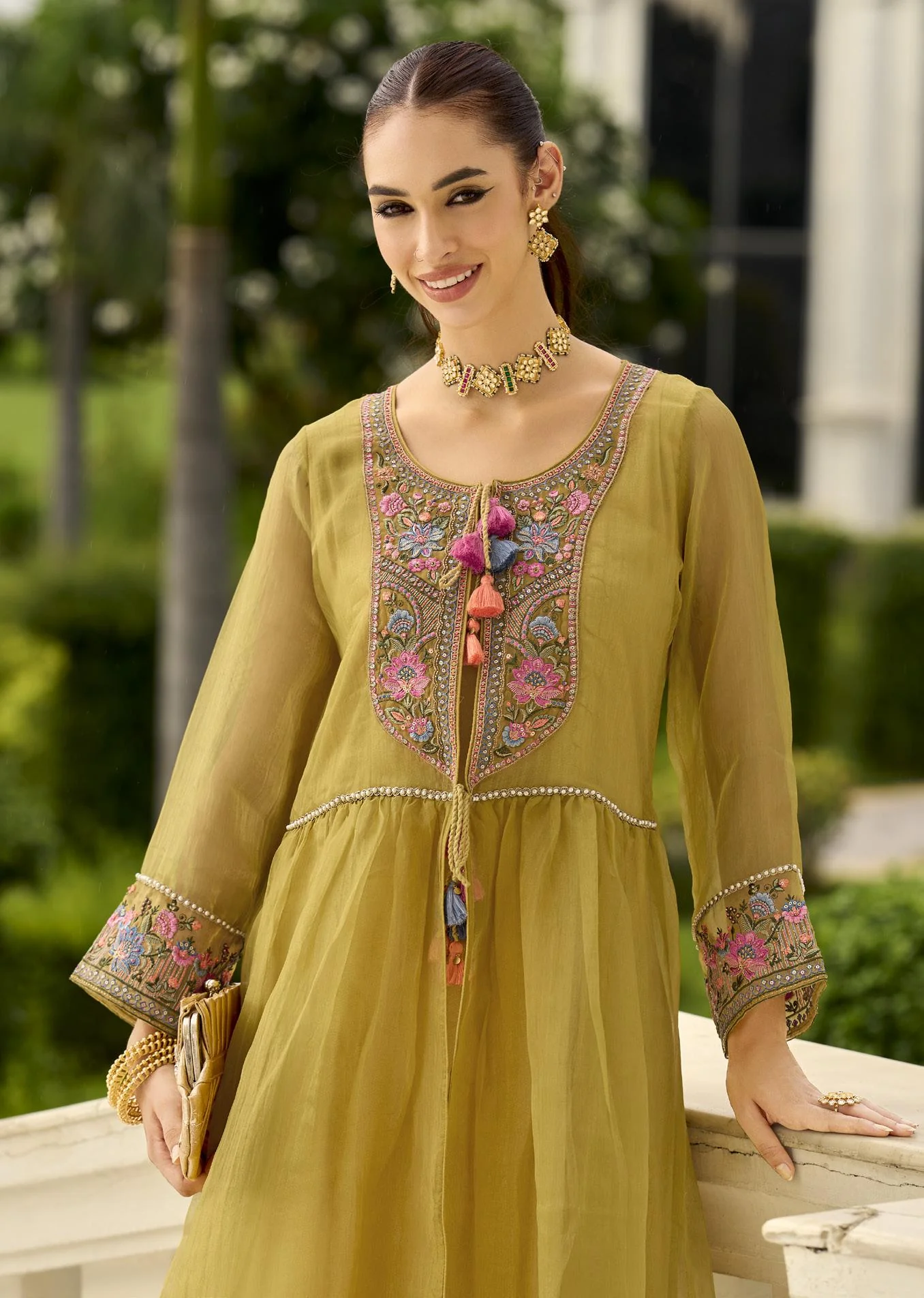 Prema sage embroidery jacket suit set - Image 2