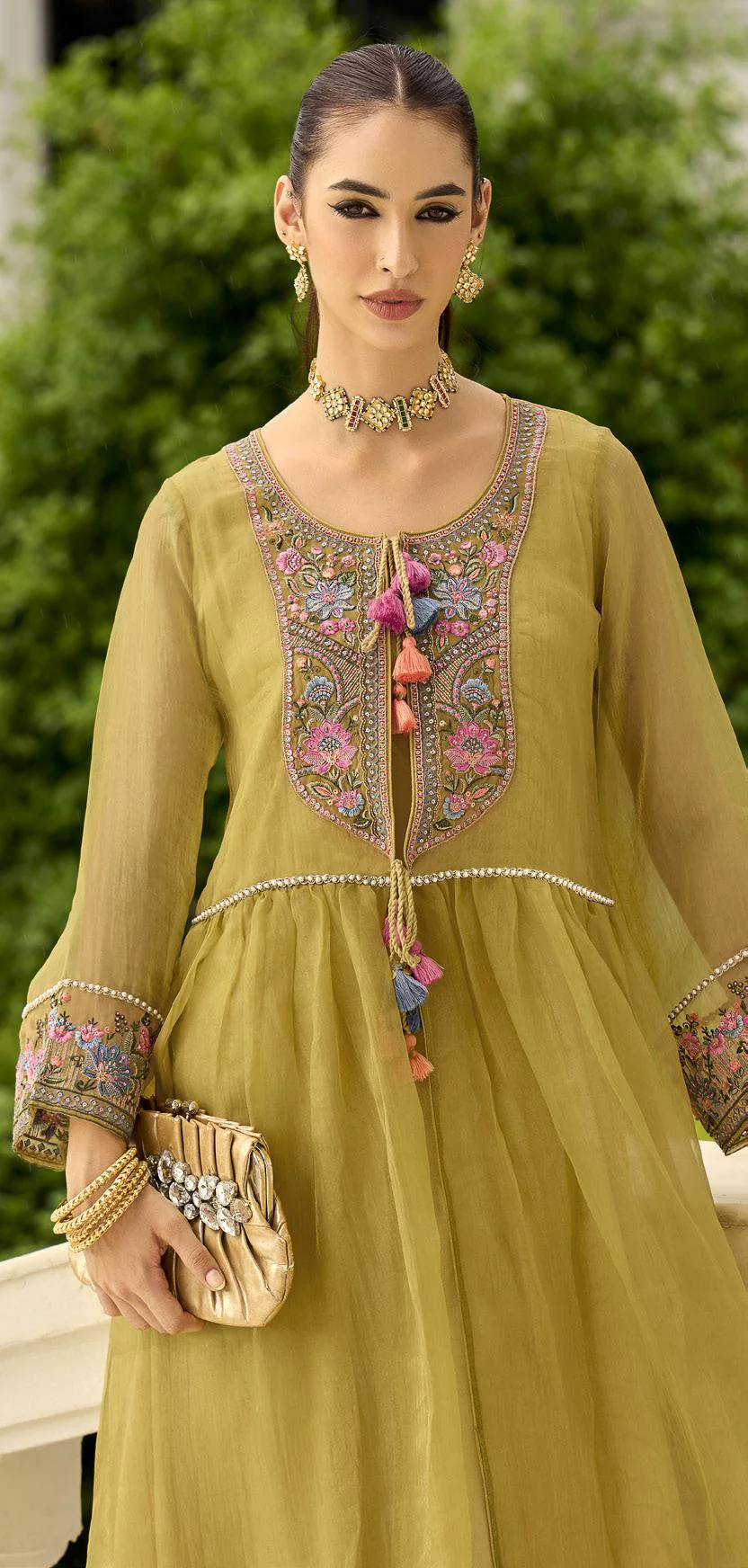 Prema sage embroidery jacket suit set - Image 3