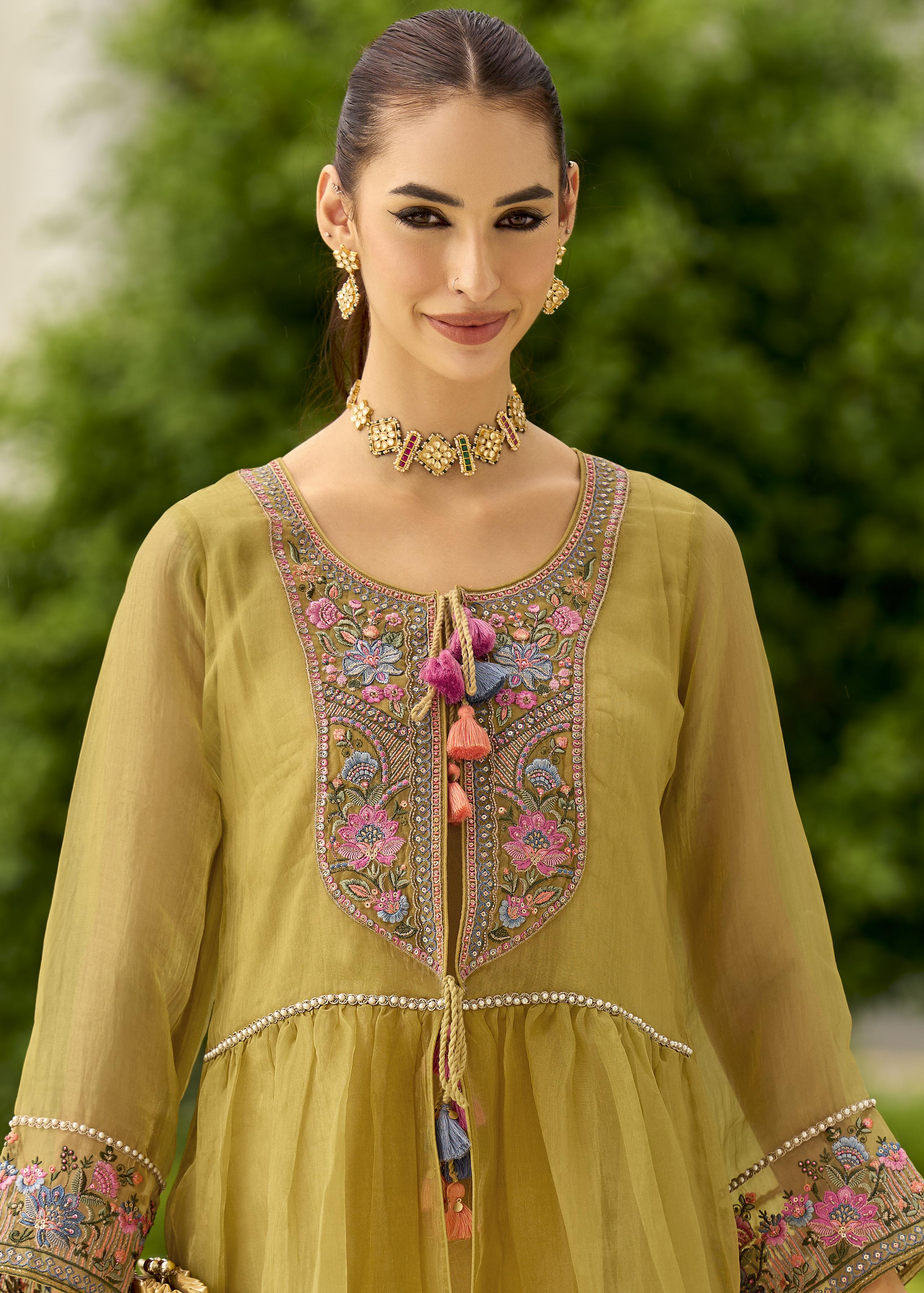Prema sage embroidery jacket suit set - Image 4