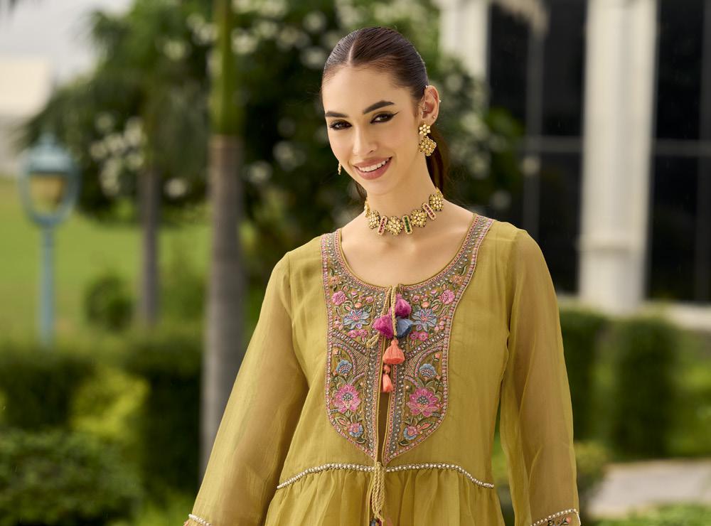 Prema sage embroidery jacket suit set - Image 6
