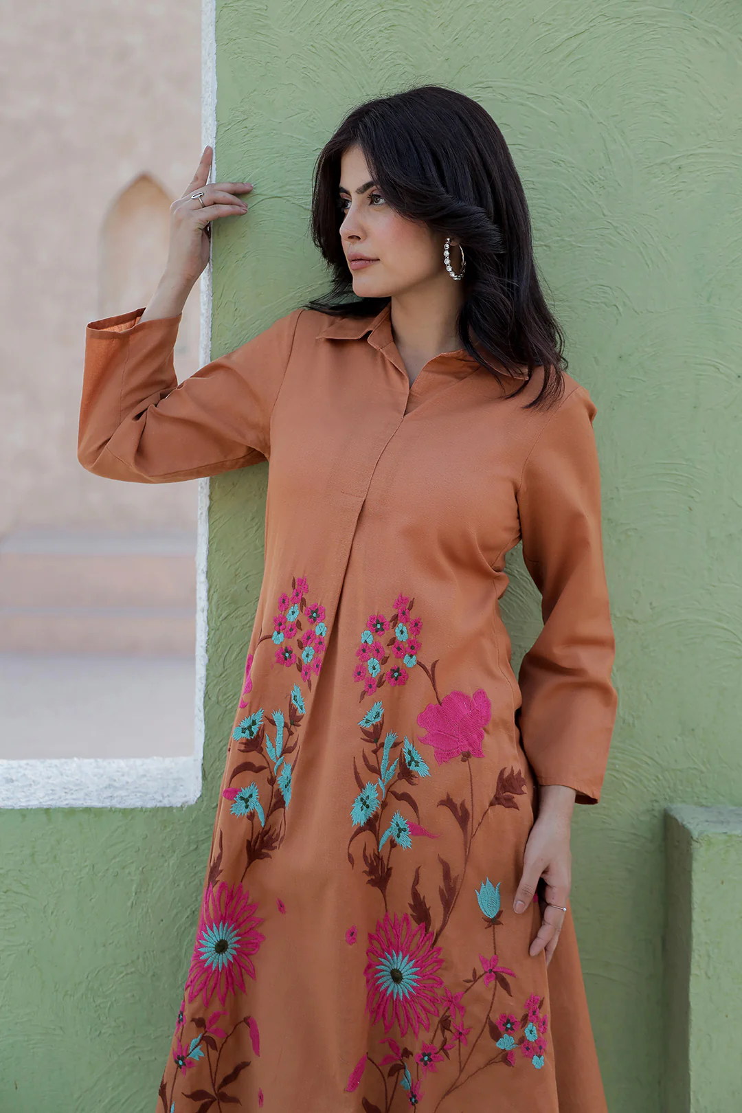 Viva toffee embroidery cotton co-ord set - Image 2