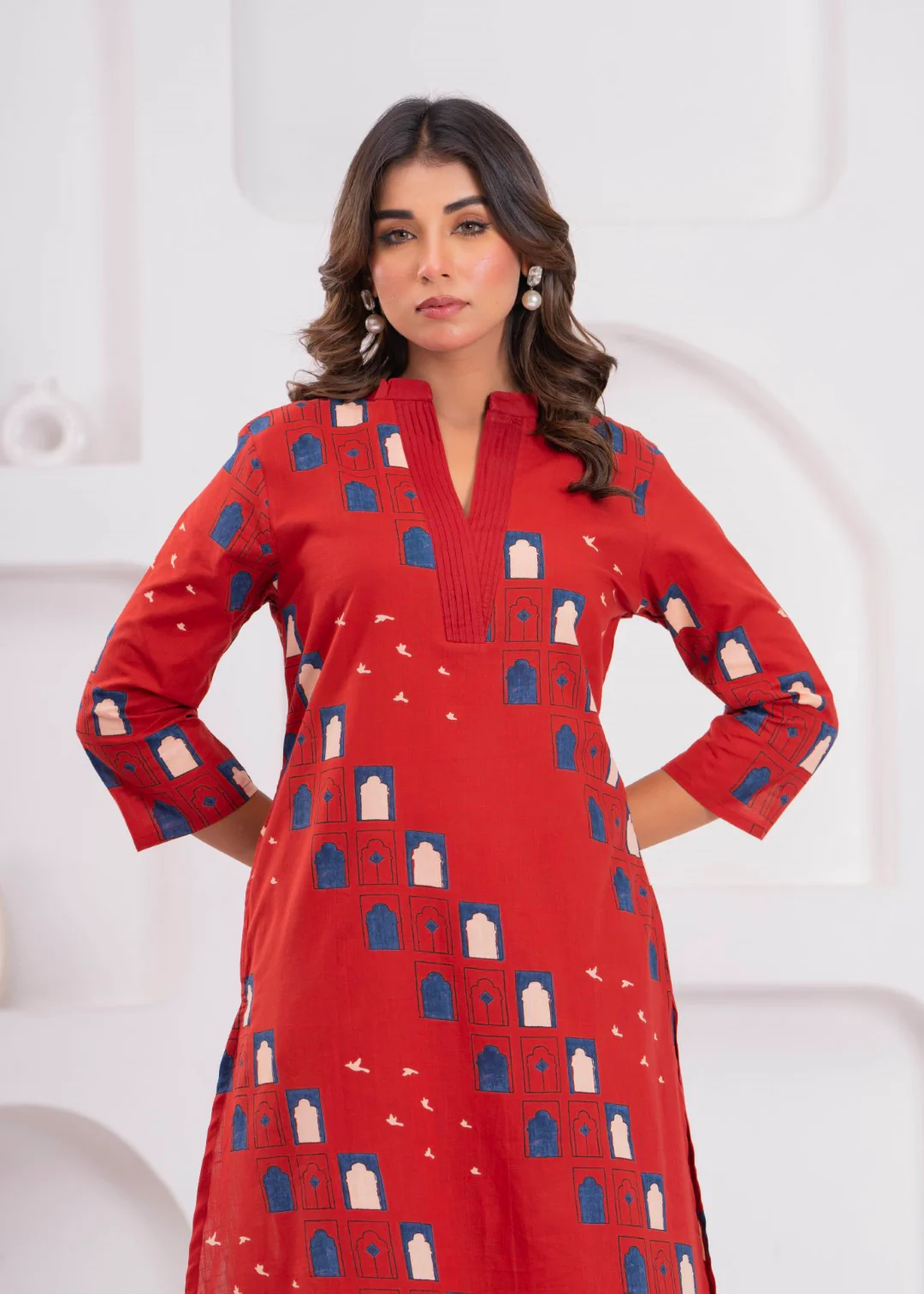 Maurya Brick Cotton Kurta Pant Set - Image 2