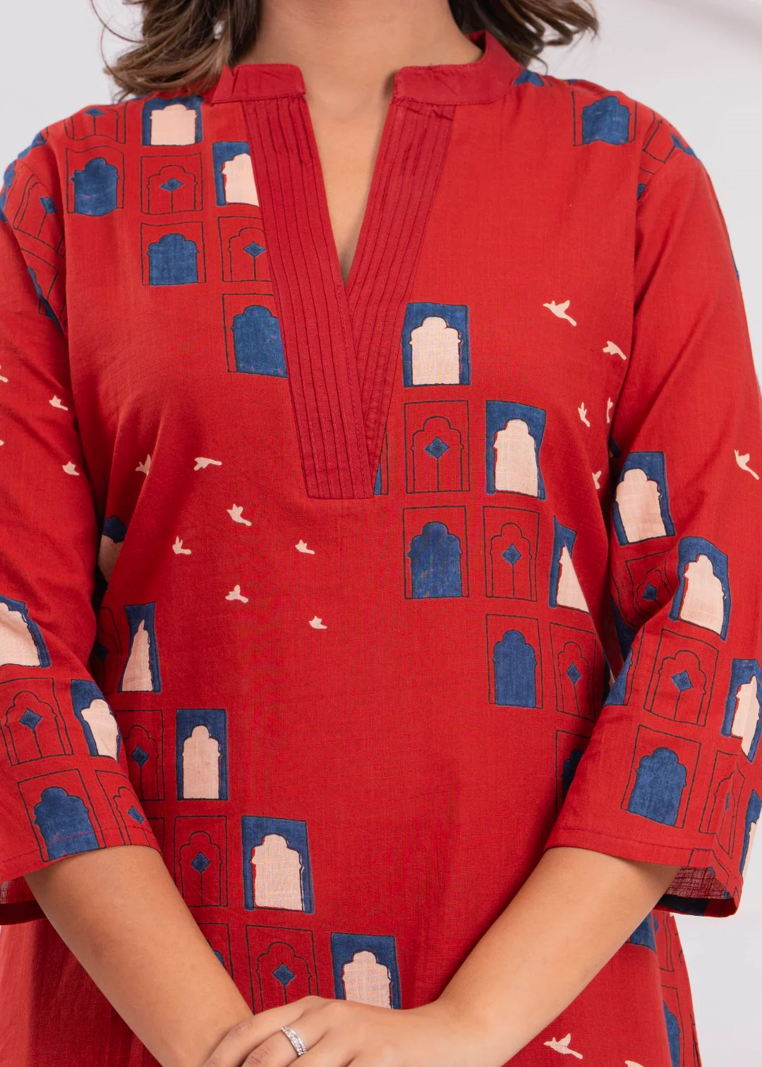 Maurya Brick Cotton Kurta Pant Set - Image 4