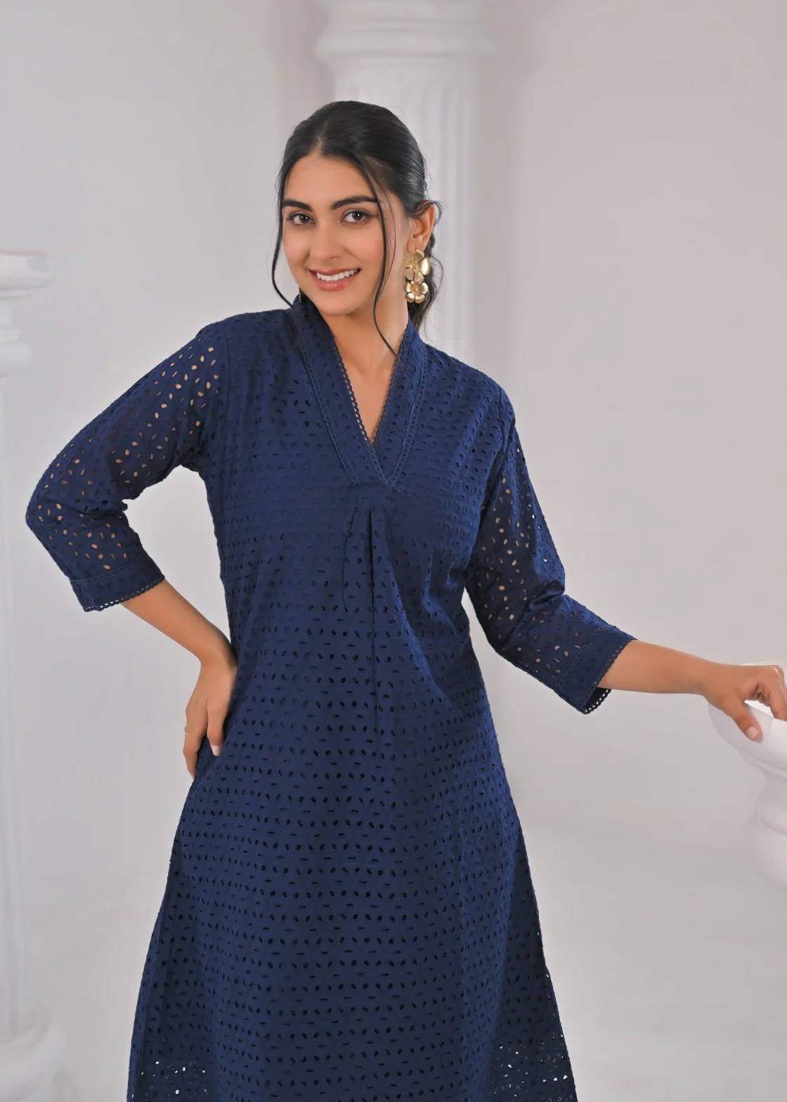 LIPIKA JET SCHIFFLI COTTON KURTA PANT SET - Image 2
