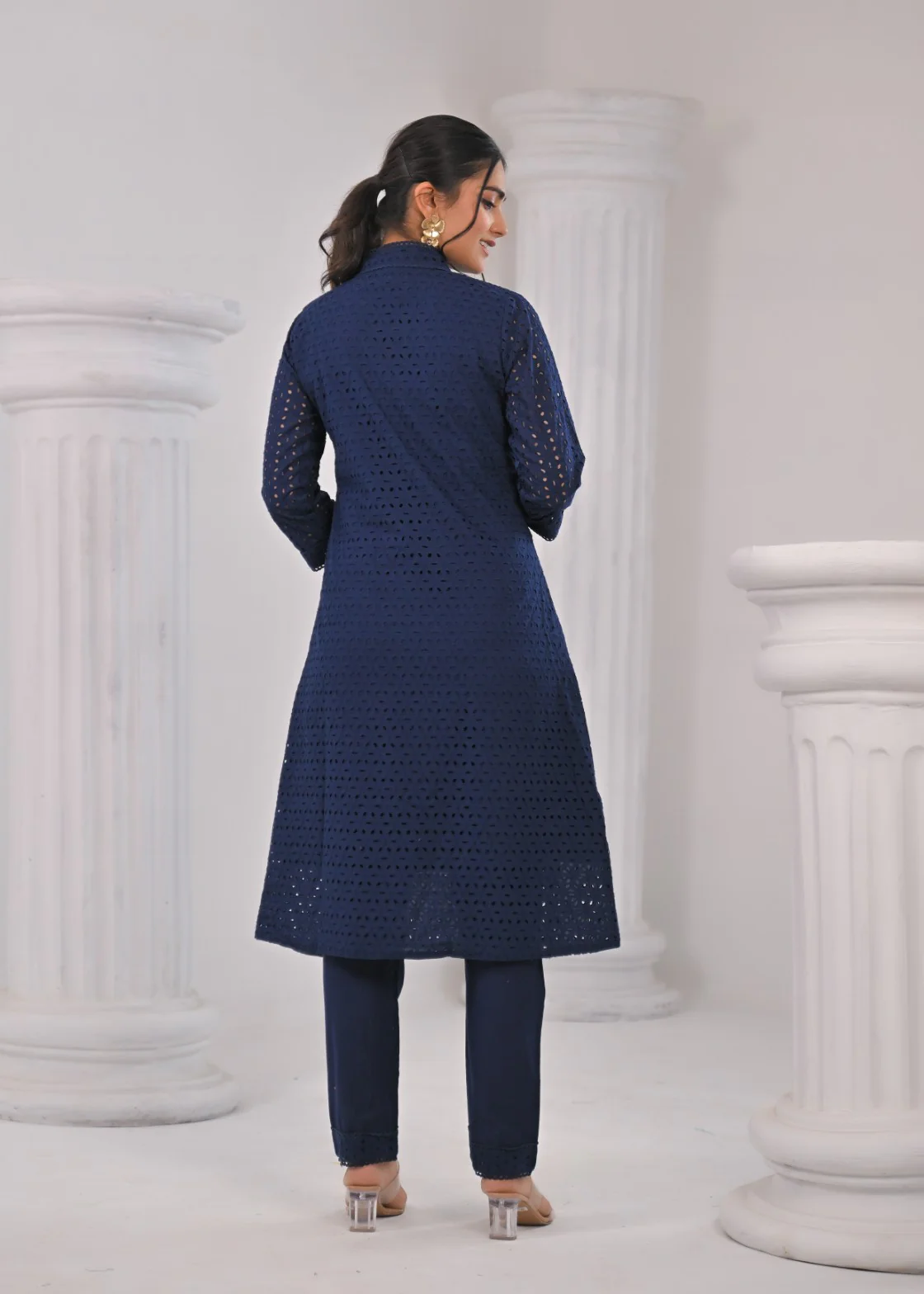 LIPIKA JET SCHIFFLI COTTON KURTA PANT SET - Image 3