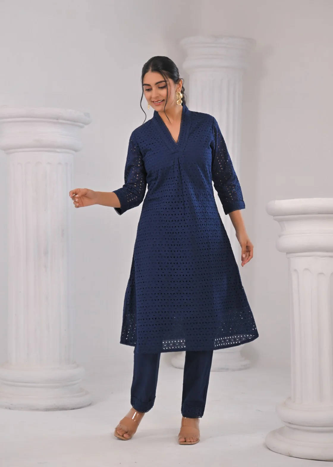 LIPIKA JET SCHIFFLI COTTON KURTA PANT SET - Image 5