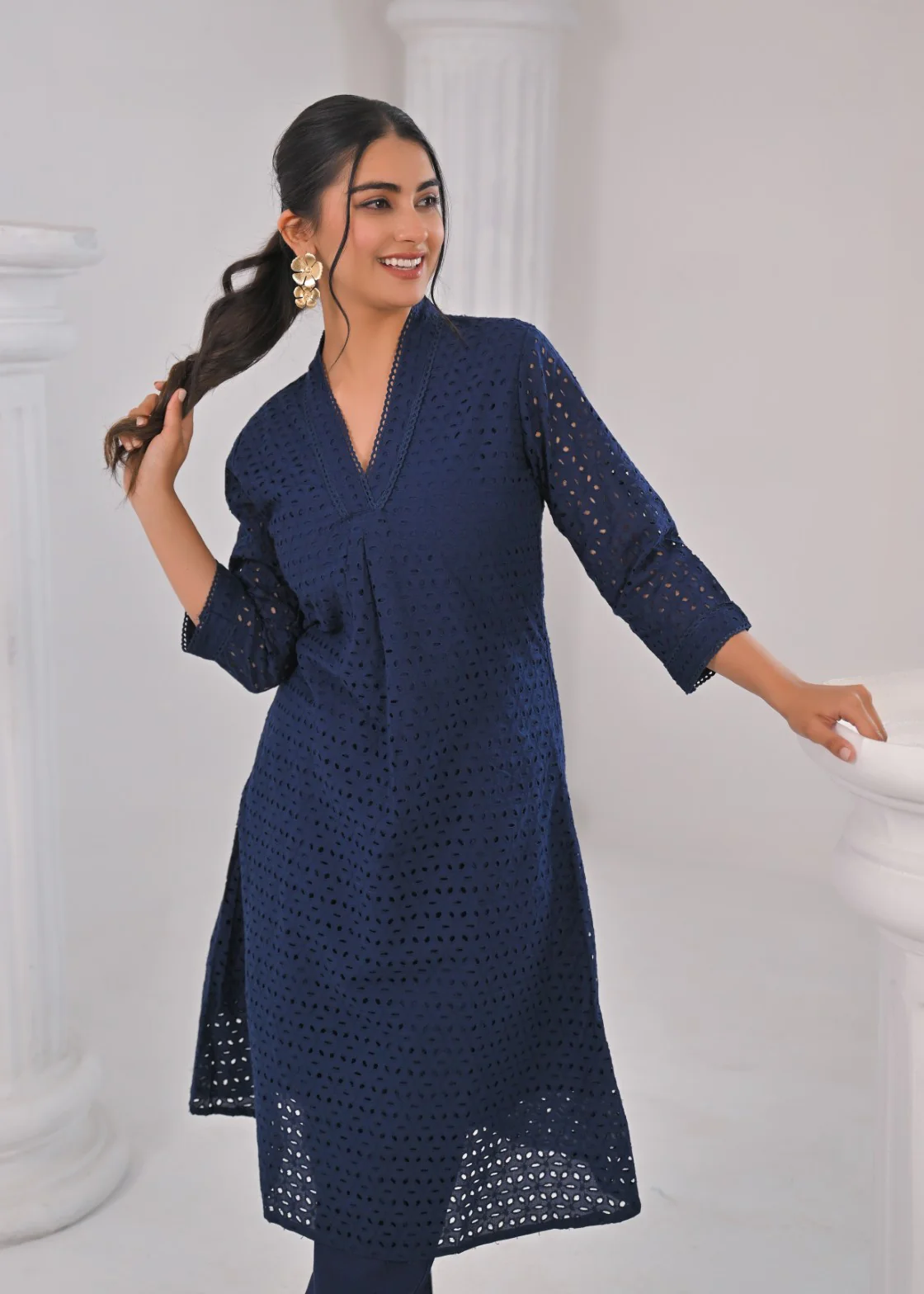 LIPIKA JET SCHIFFLI COTTON KURTA PANT SET - Image 6