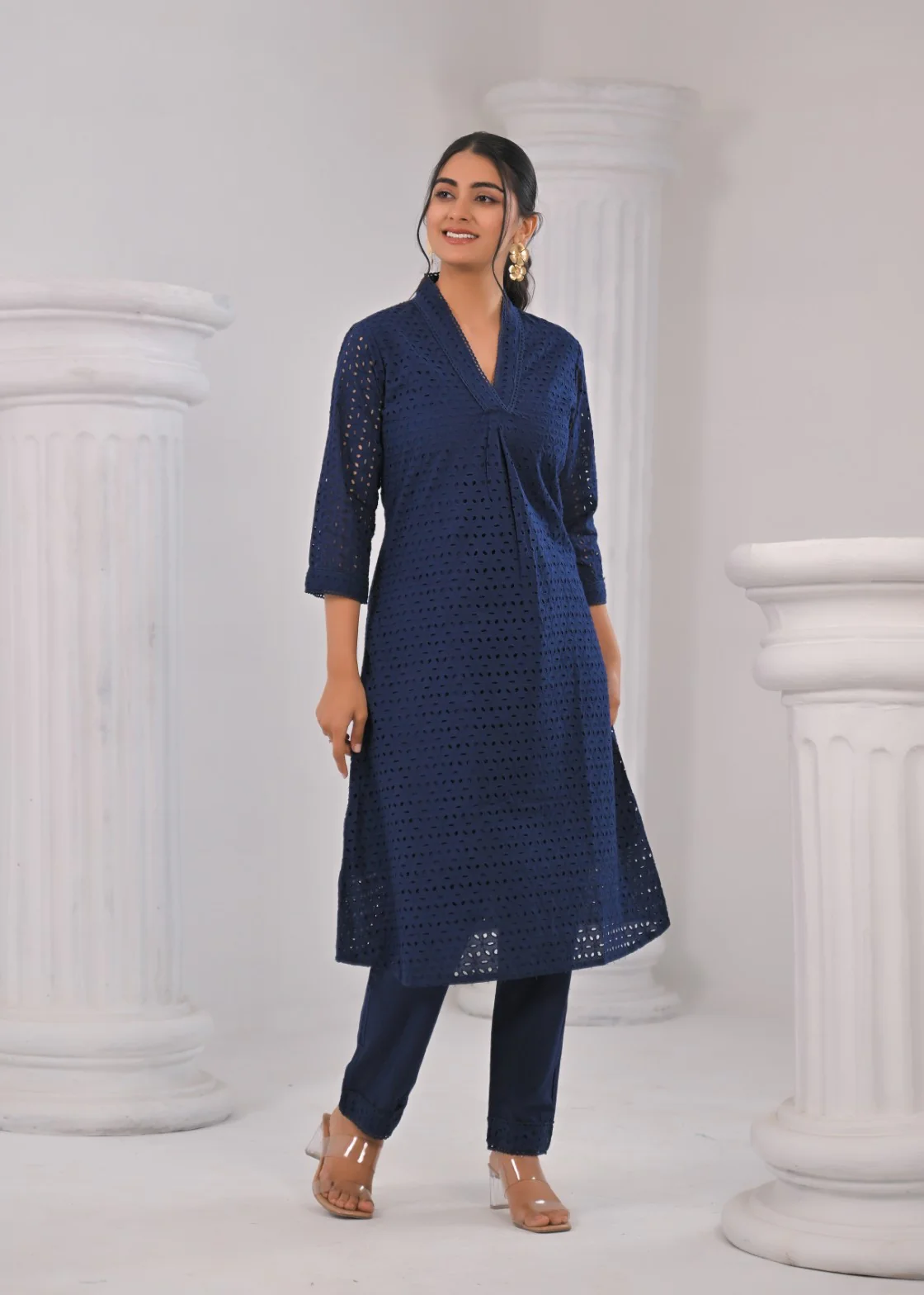 LIPIKA JET SCHIFFLI COTTON KURTA PANT SET - Image 7