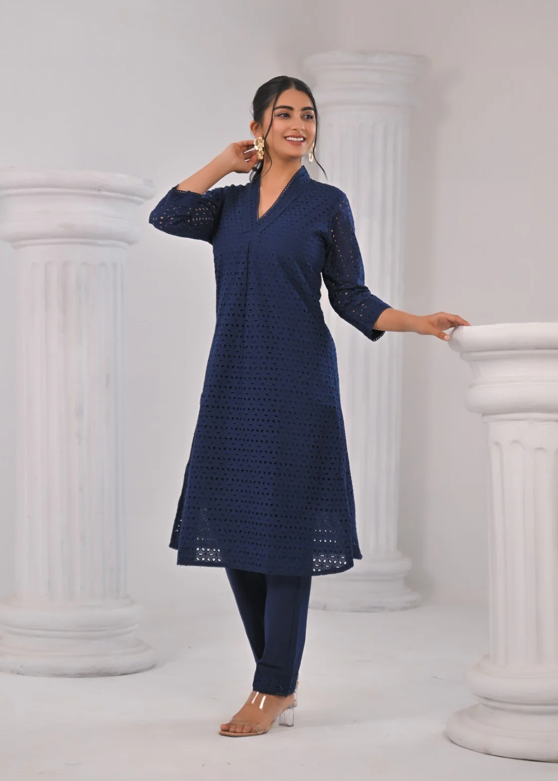 LIPIKA JET SCHIFFLI COTTON KURTA PANT SET - Image 8
