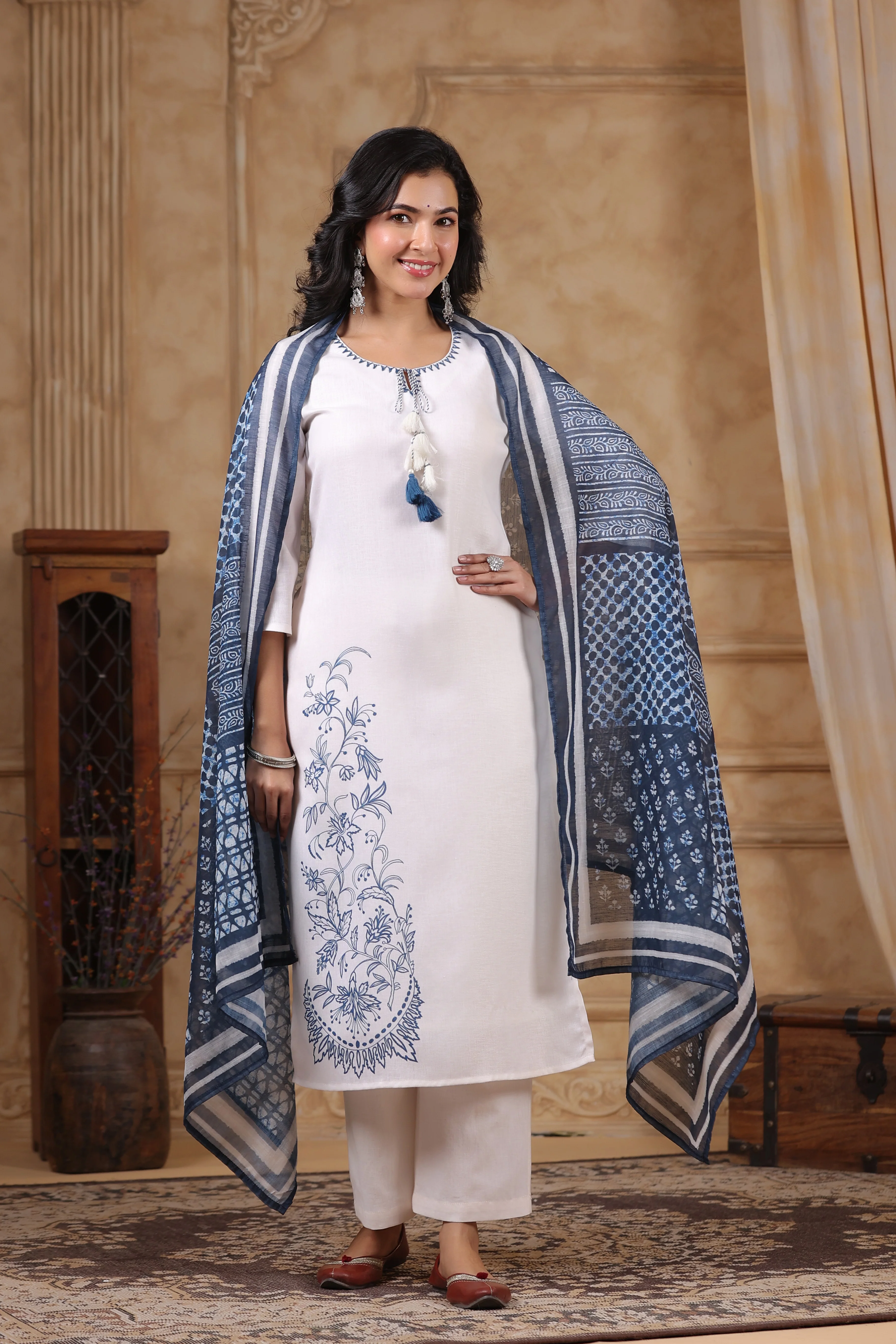 SAKSHI INDIGO PURE COTTON LINEN SUIT SET - Image 10