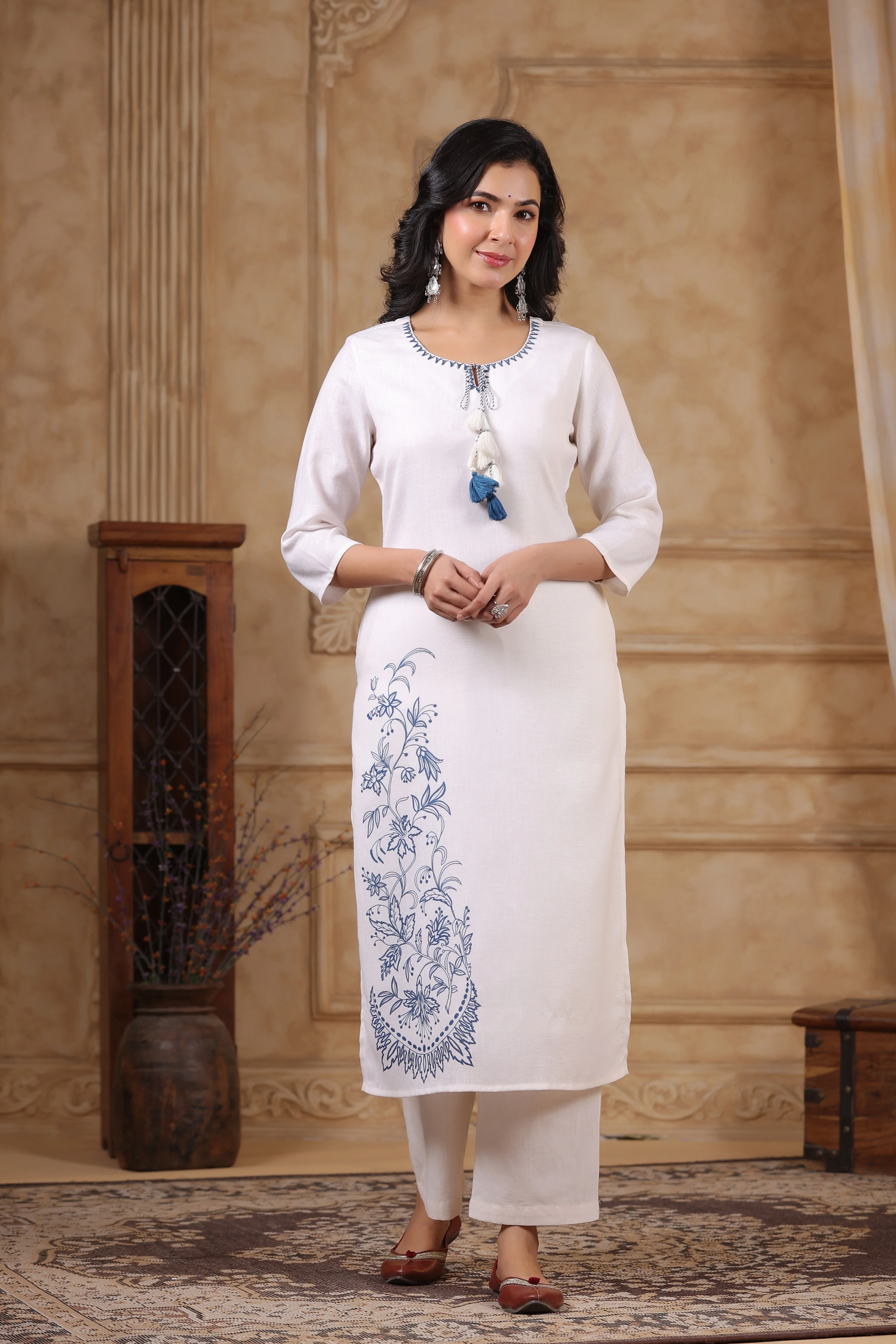 SAKSHI INDIGO PURE COTTON LINEN SUIT SET - Image 9