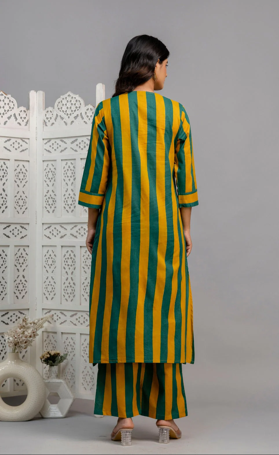 Mika Pine Stripes Cotton Co-ord Set - Image 3