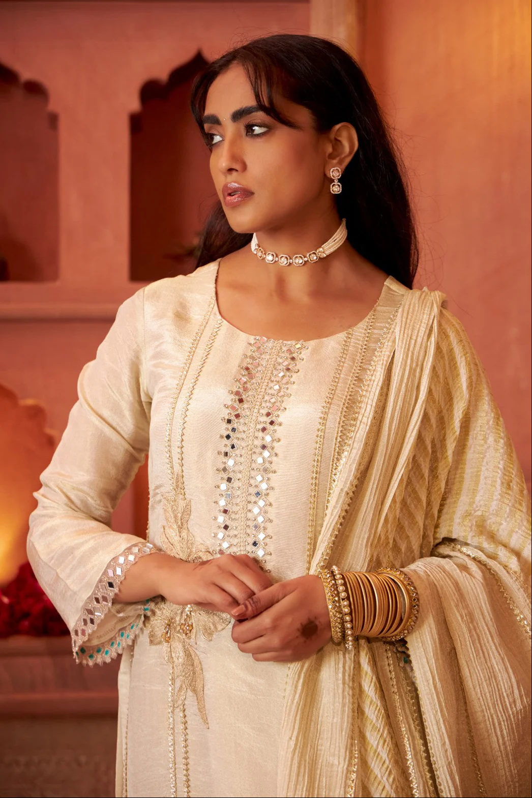 Mihika angel full work heavy suit set - Image 2