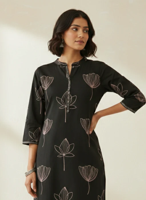 Swades carbon cotton kurta pant set - Image 2