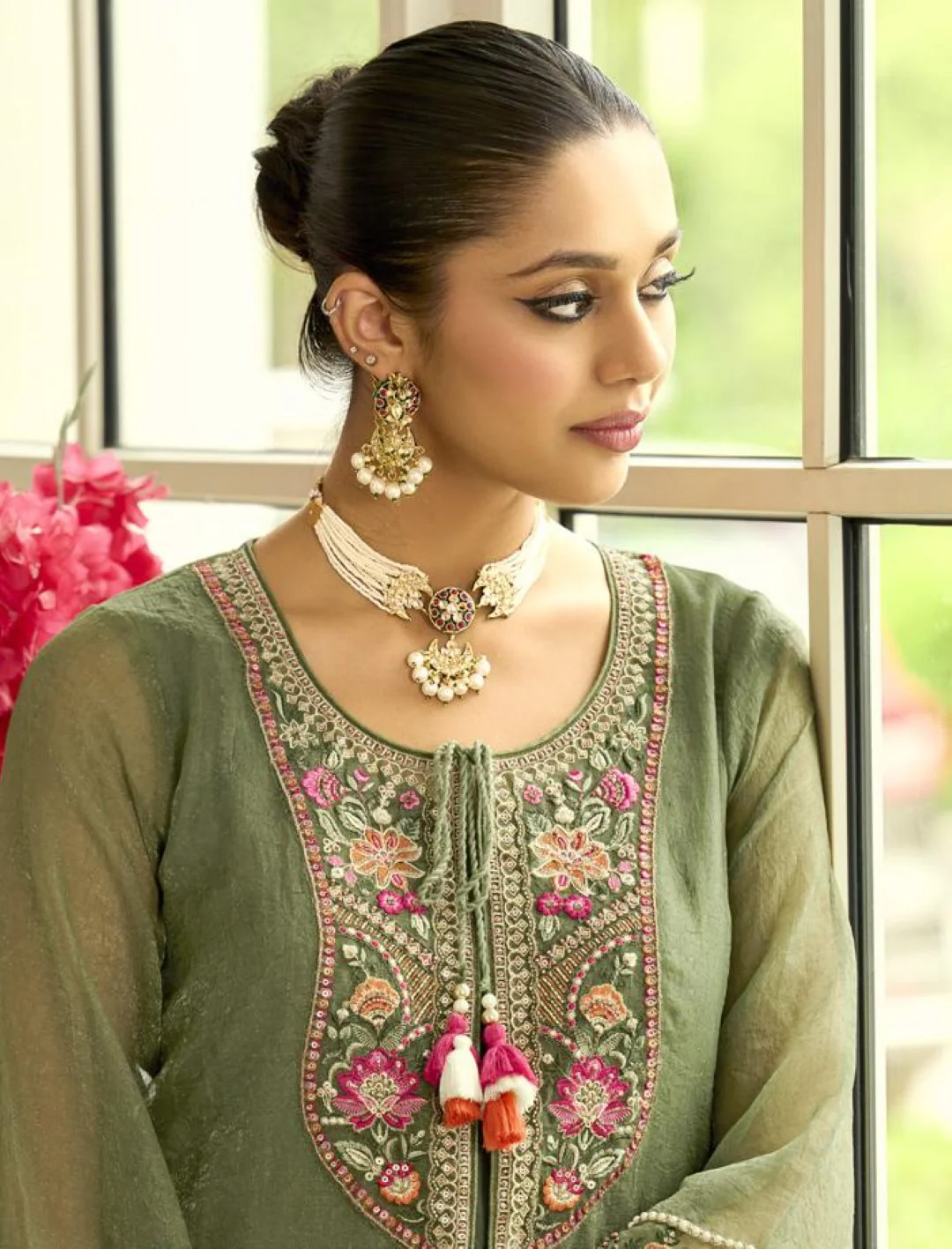 Prema fern embroidery jacket suit set - Image 2