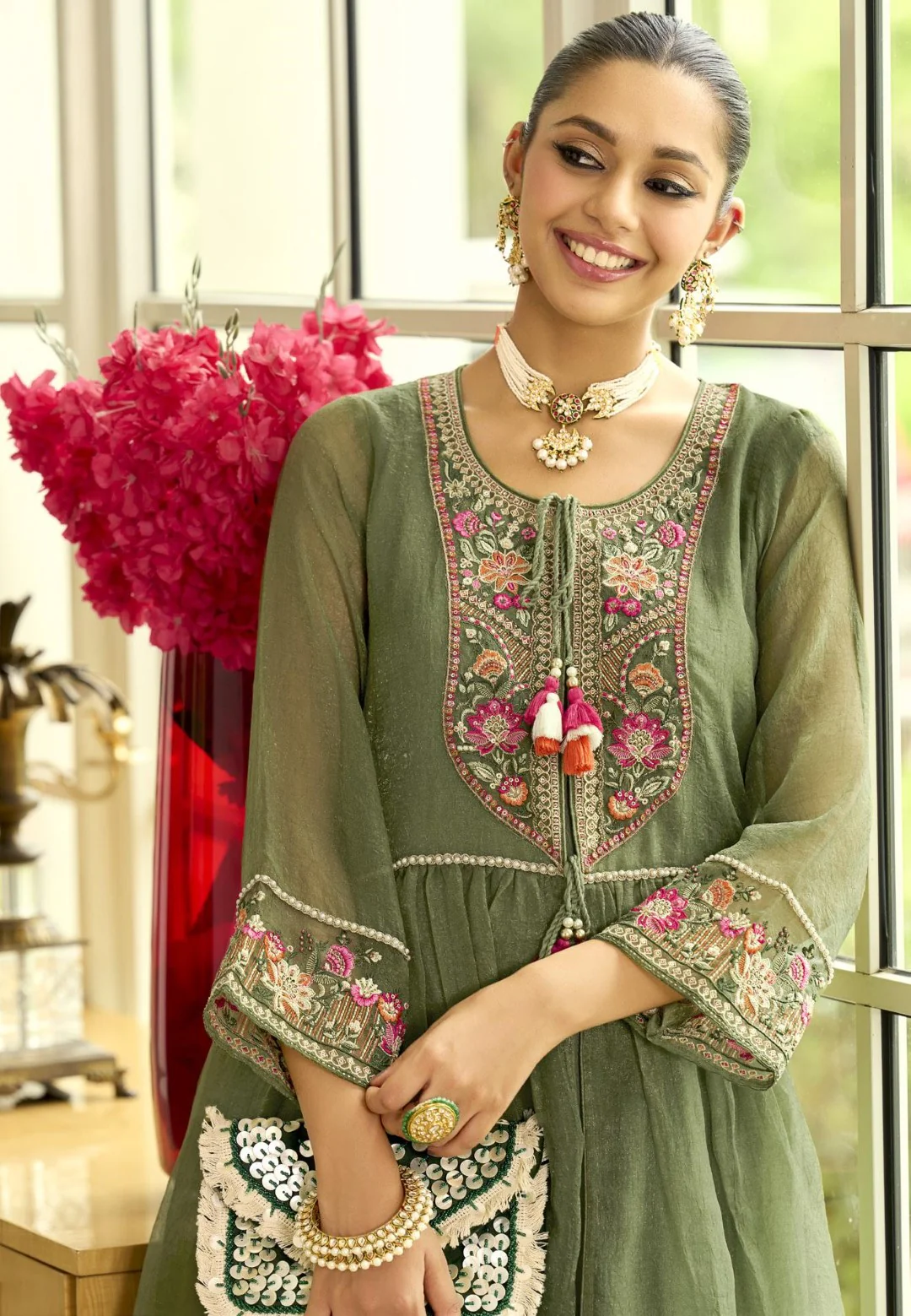 Prema fern embroidery jacket suit set - Image 4