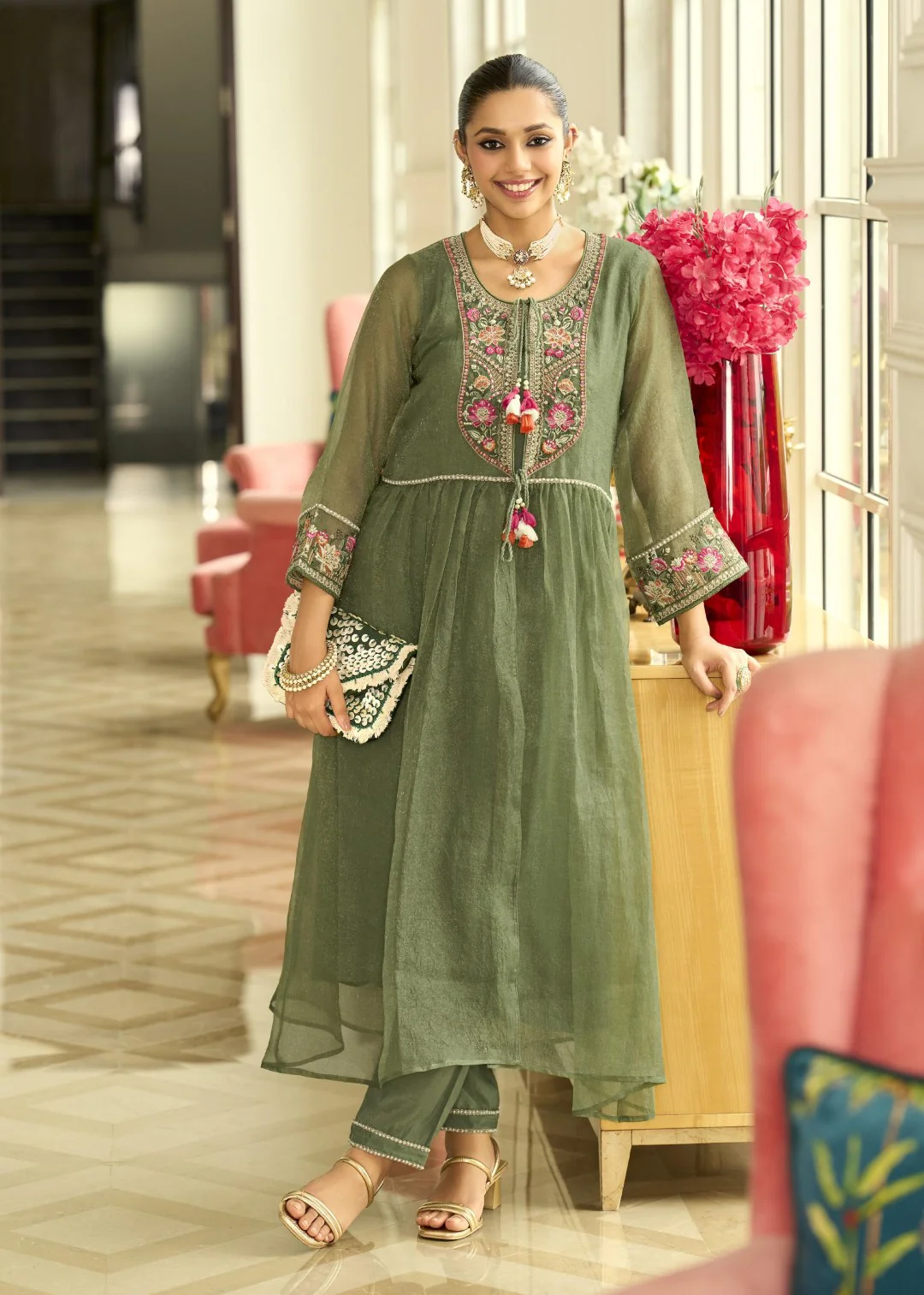 Prema fern embroidery jacket suit set - Image 5