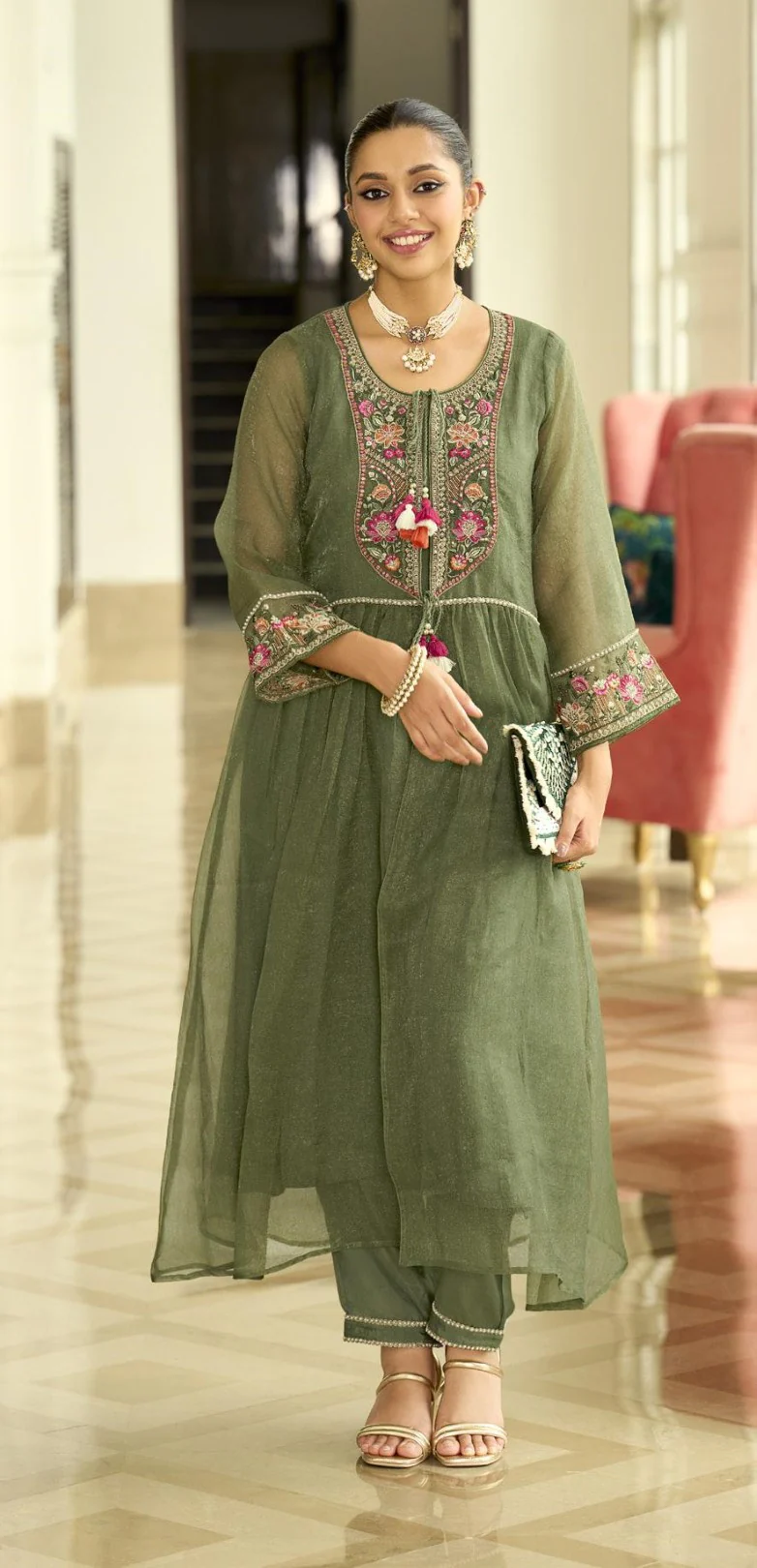 Prema fern embroidery jacket suit set - Image 6
