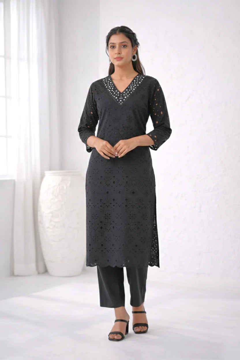 LIPIKA ONYX SCHIFFLI COTTON CO-ORD SET - Image 2
