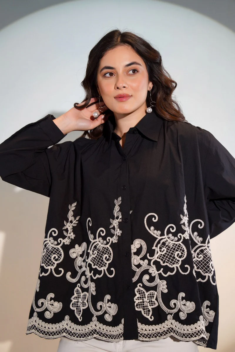 Tiara charcoal embroidery shirt - Image 11