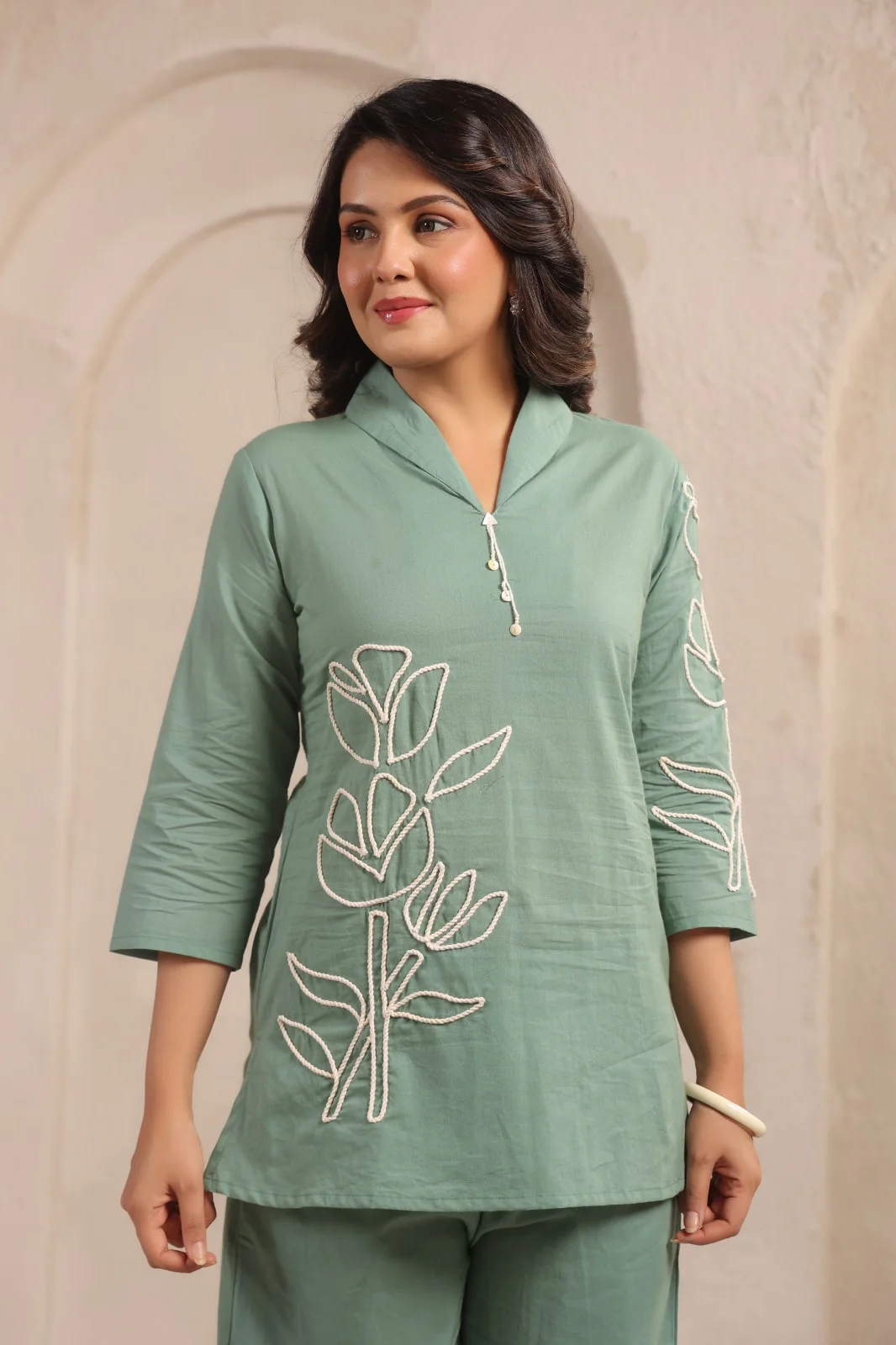Sylvie Fern Embroidery Cotton Co-ord Set - Image 2