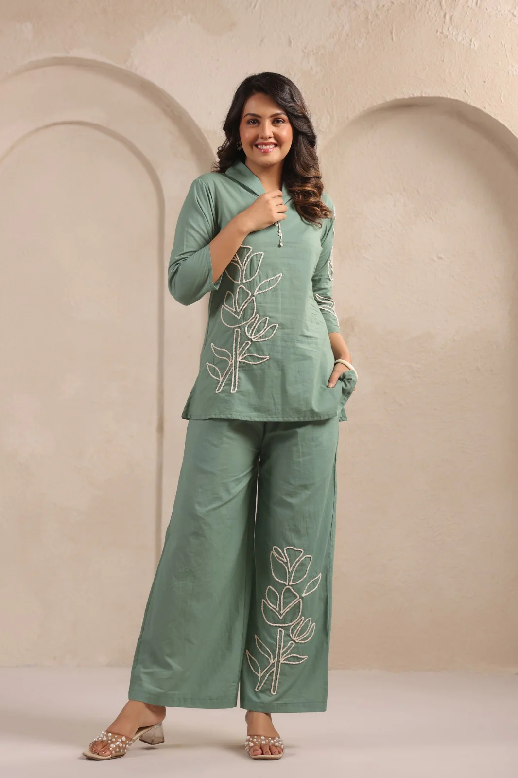 Sylvie Fern Embroidery Cotton Co-ord Set - Image 5
