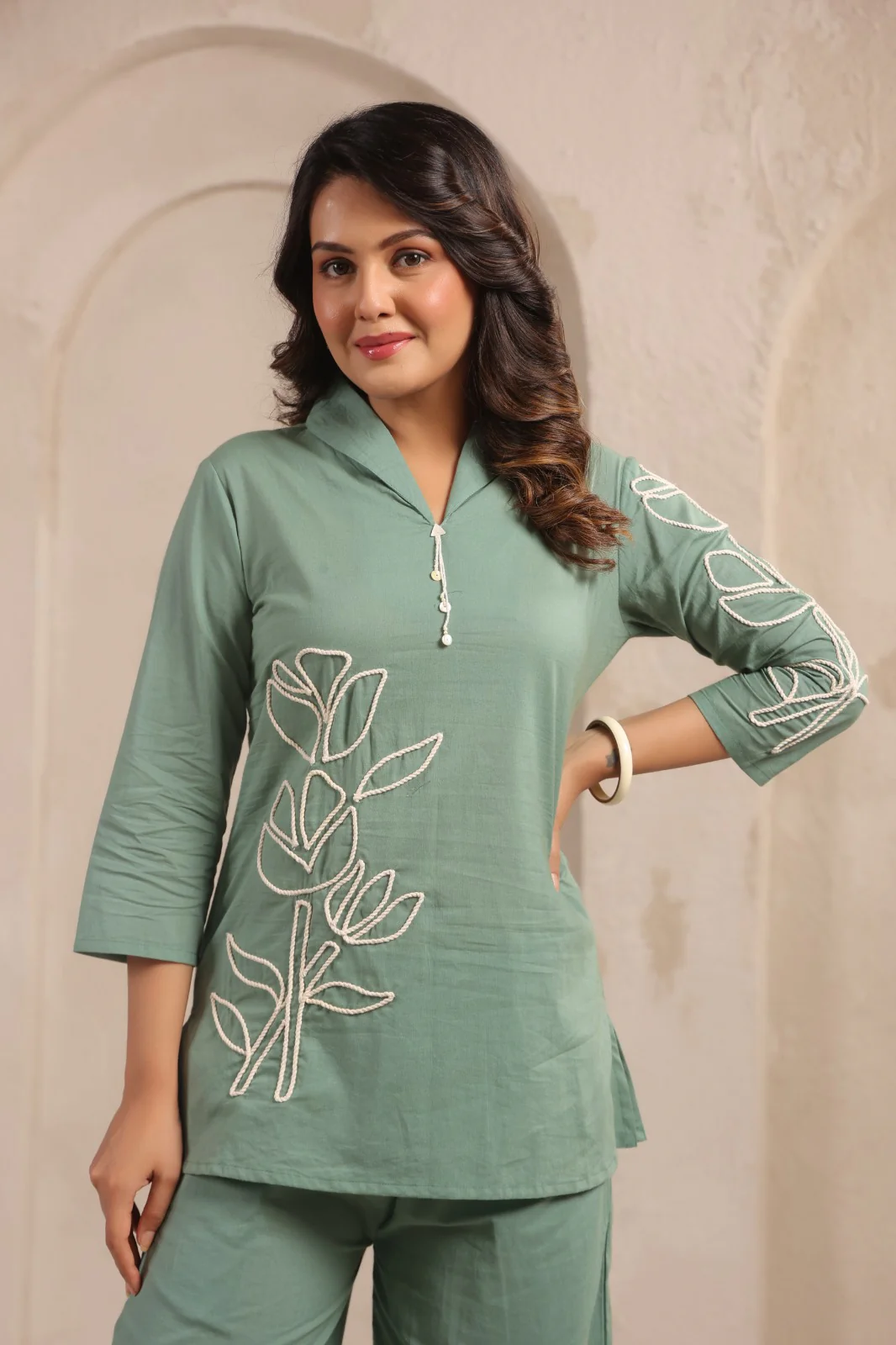 Sylvie Fern Embroidery Cotton Co-ord Set - Image 6