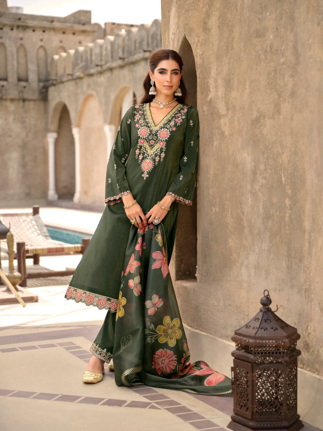 Vishesh moss full work suit set - Image 3