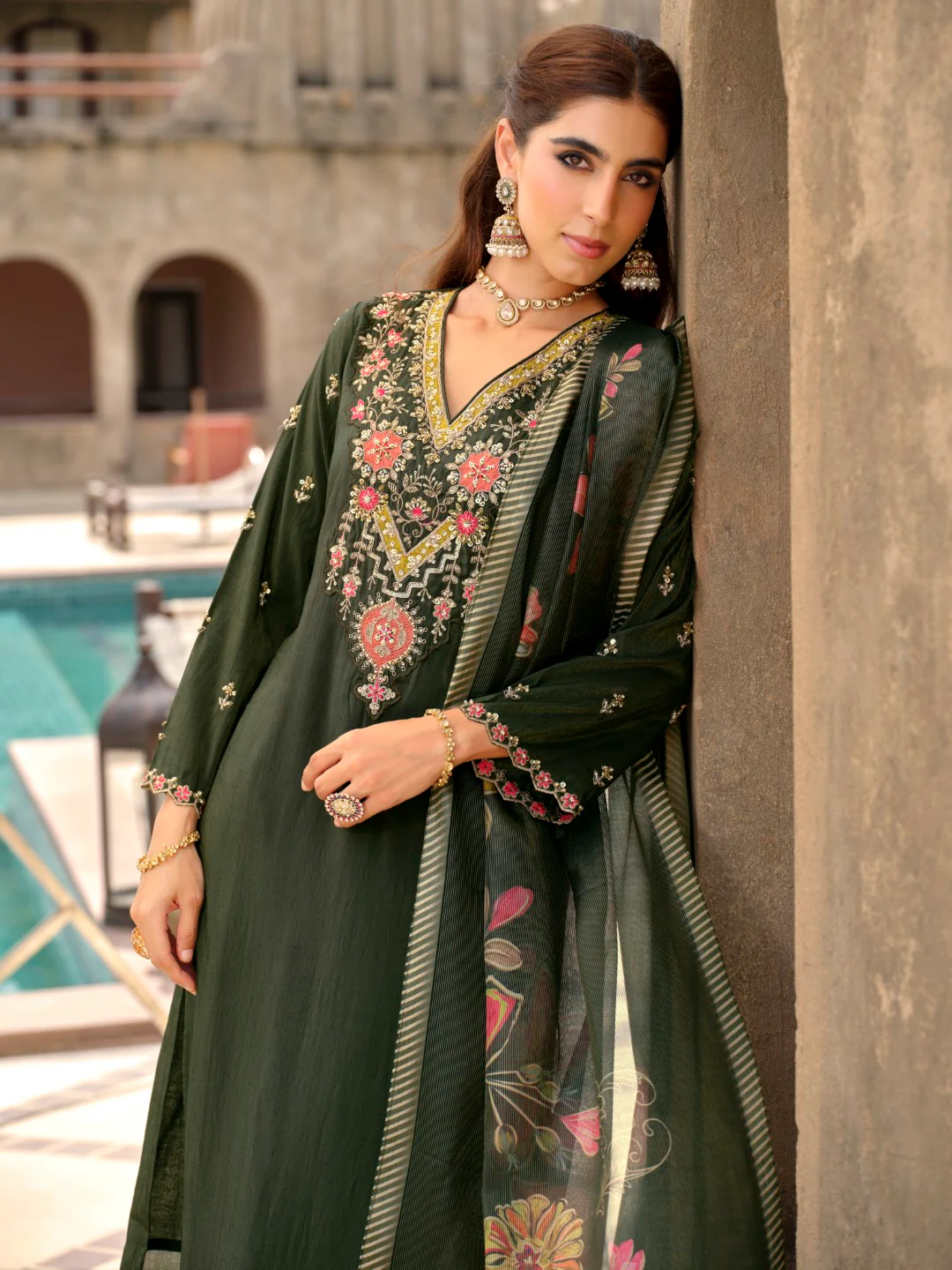 Vishesh moss full work suit set - Image 4