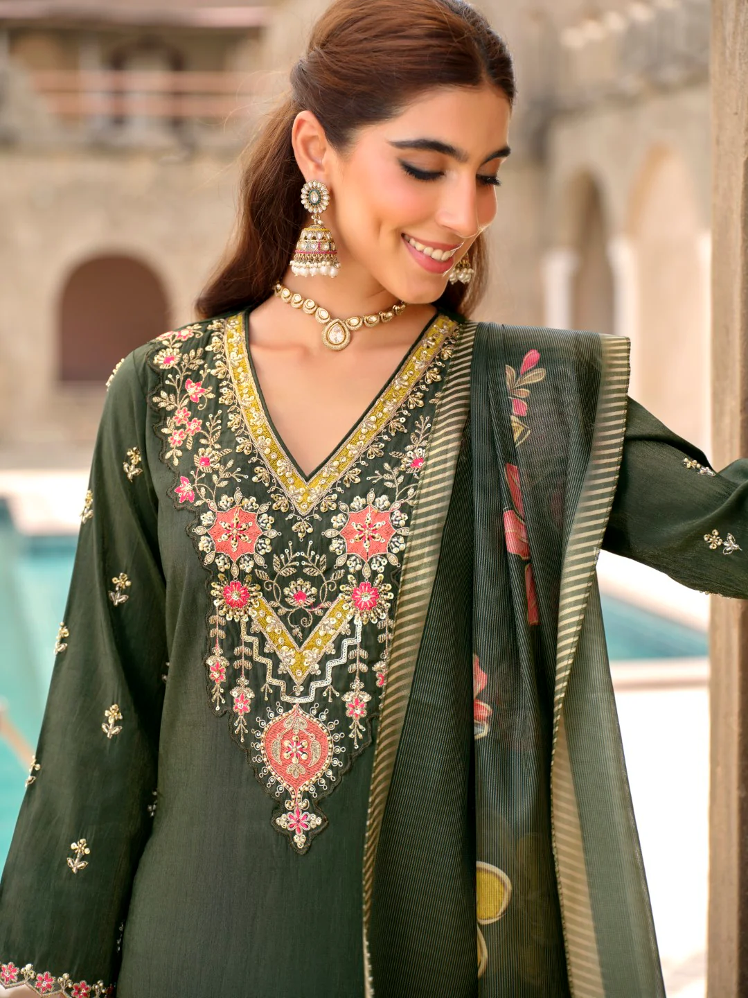 Vishesh moss full work suit set - Image 5