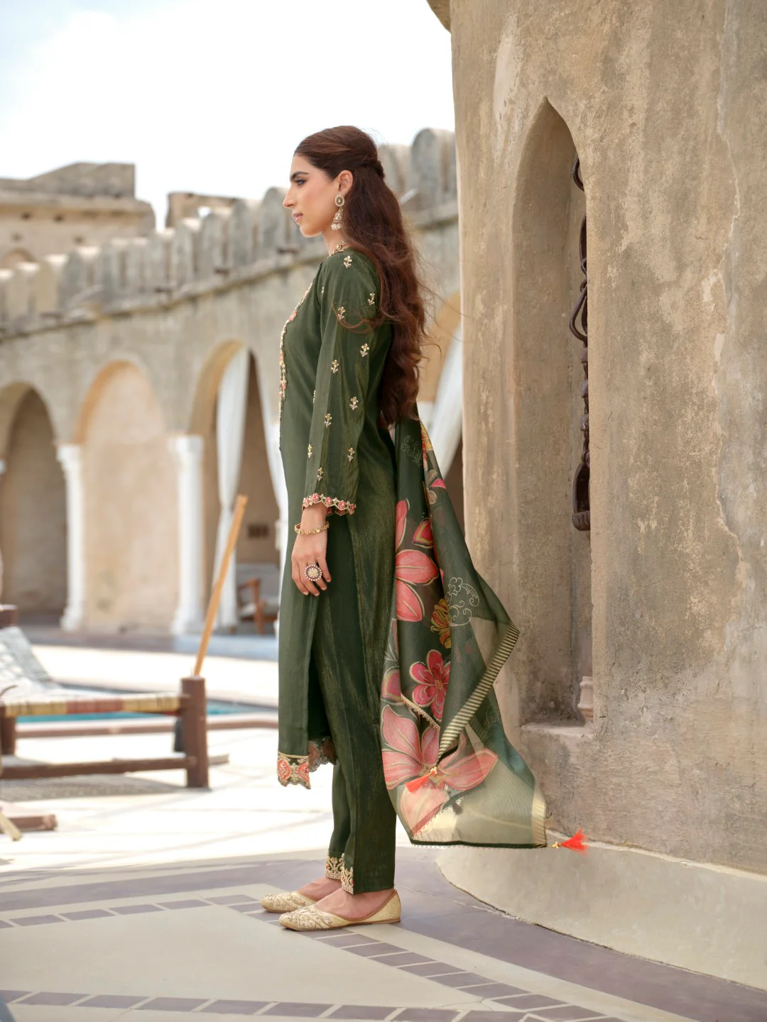 Vishesh moss full work suit set - Image 7