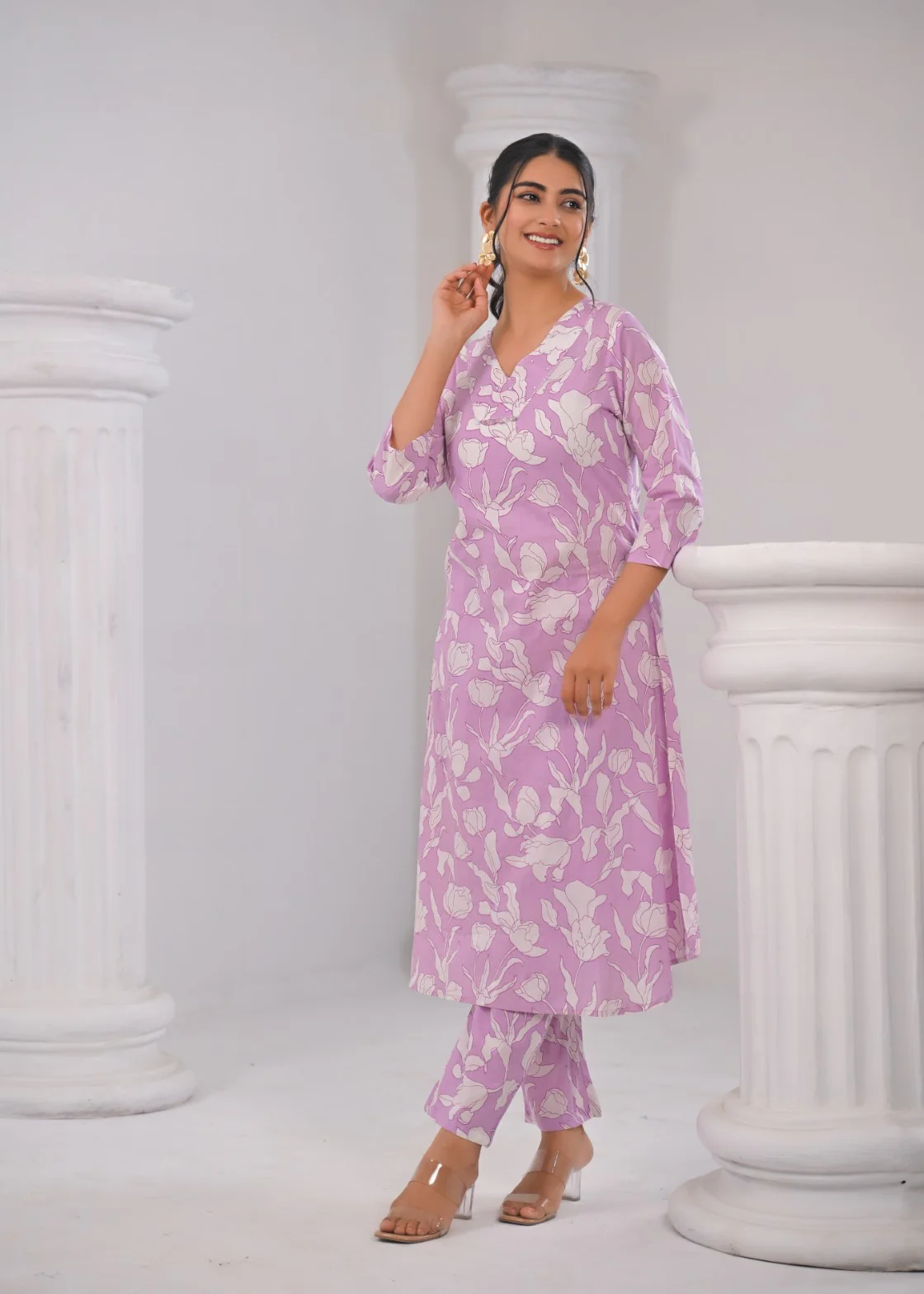 SASHA LILY PRINTED COTTON KURTA PANT SET - Image 3