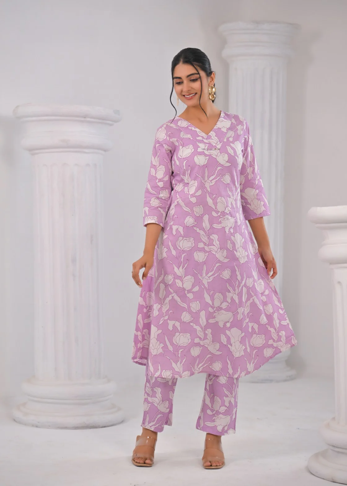 SASHA LILY PRINTED COTTON KURTA PANT SET - Image 4