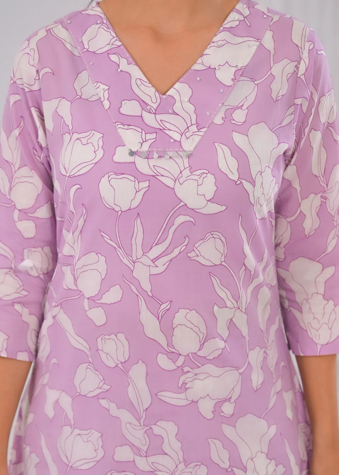 SASHA LILY PRINTED COTTON KURTA PANT SET - Image 6