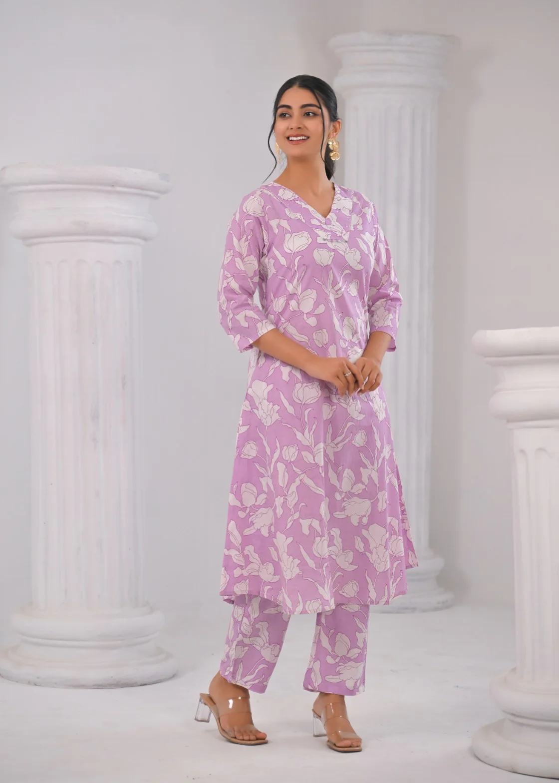SASHA LILY PRINTED COTTON KURTA PANT SET - Image 7