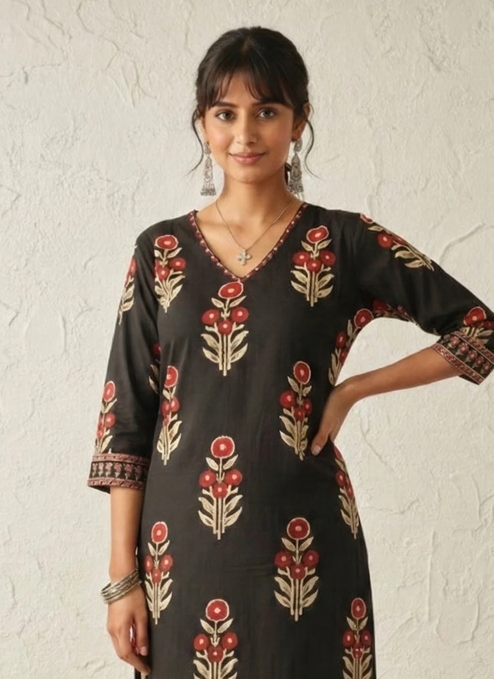 Swades Raven printed cotton kurta pant set - Image 2
