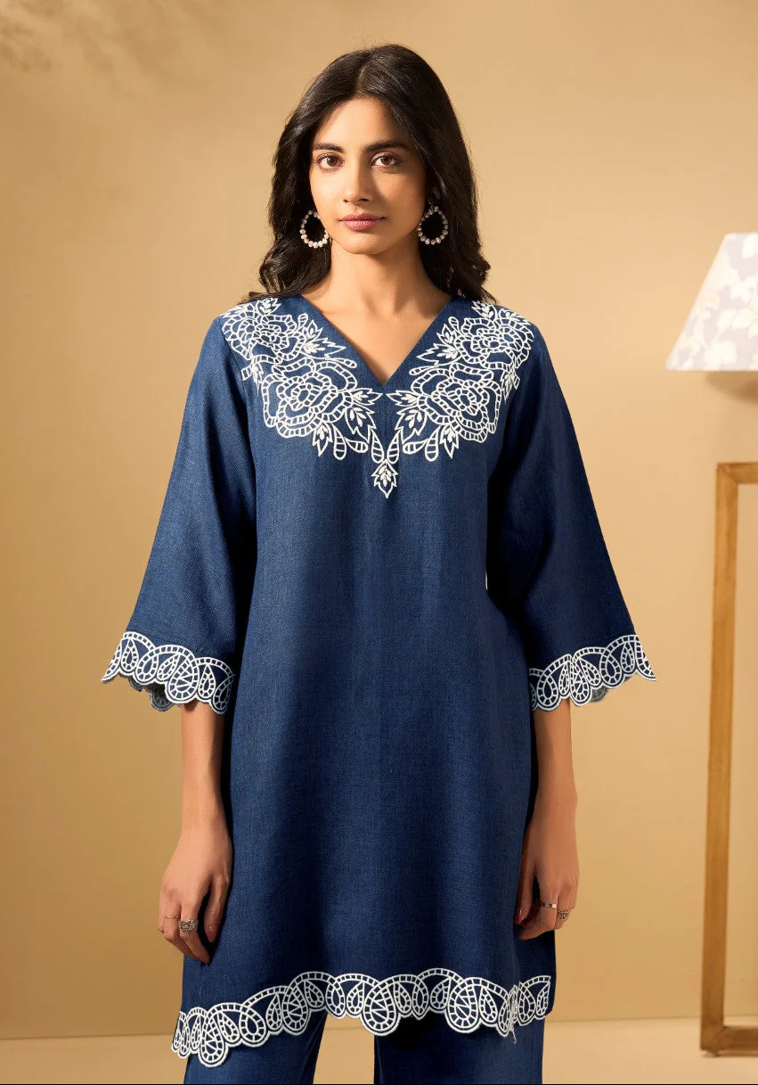 Itrh cobalt embroidery cotton co-ord set - Image 2