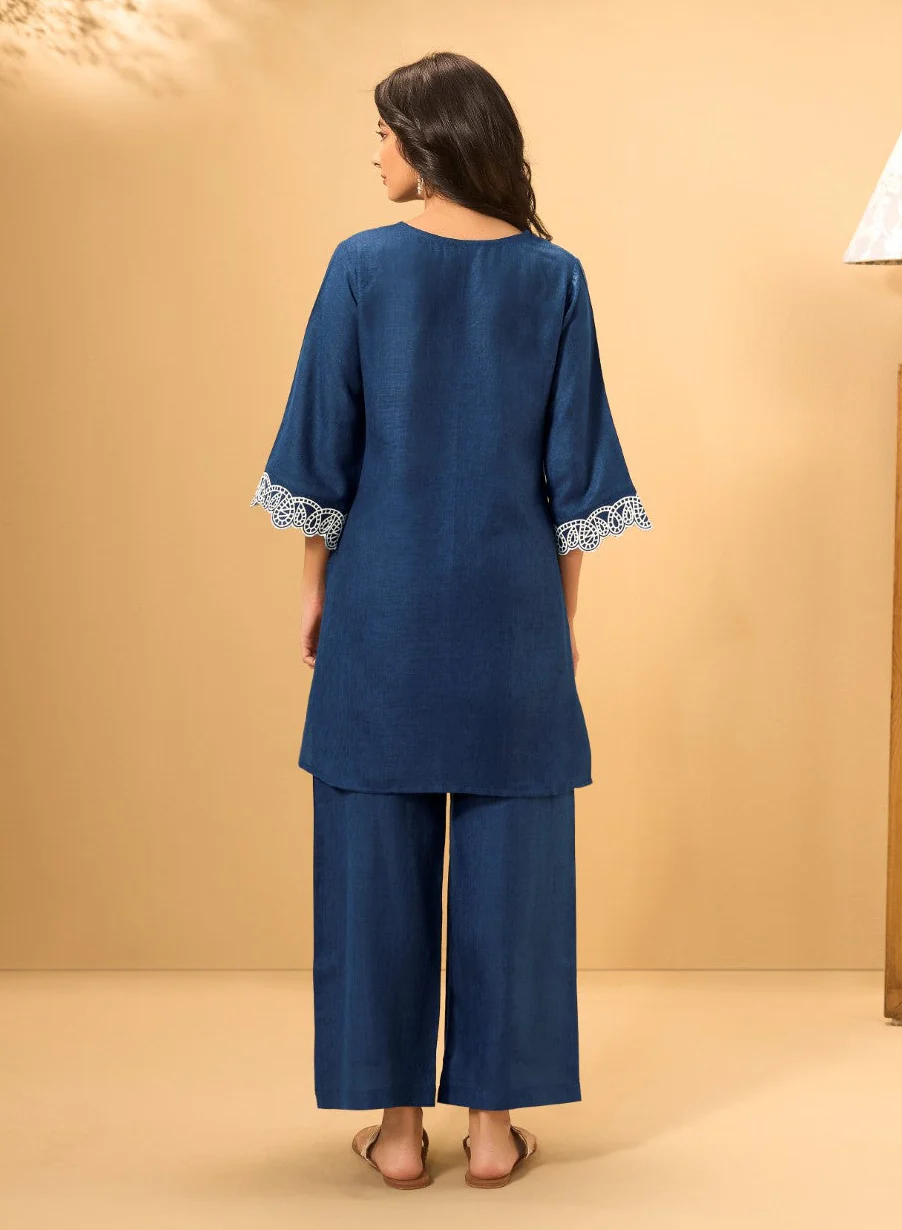 Itrh cobalt embroidery cotton co-ord set - Image 3