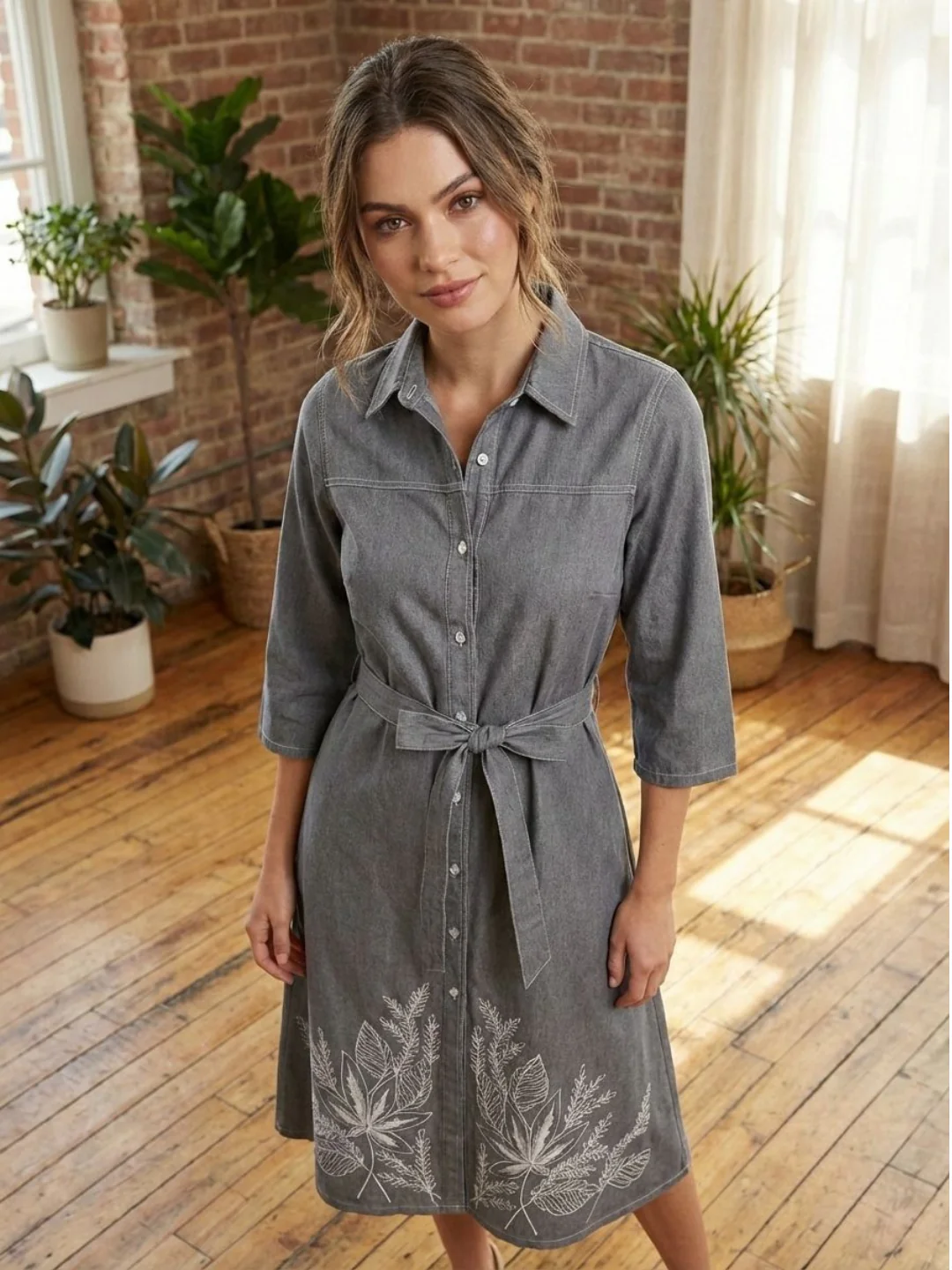 Prisha pebble denim embroidery dress - Image 2