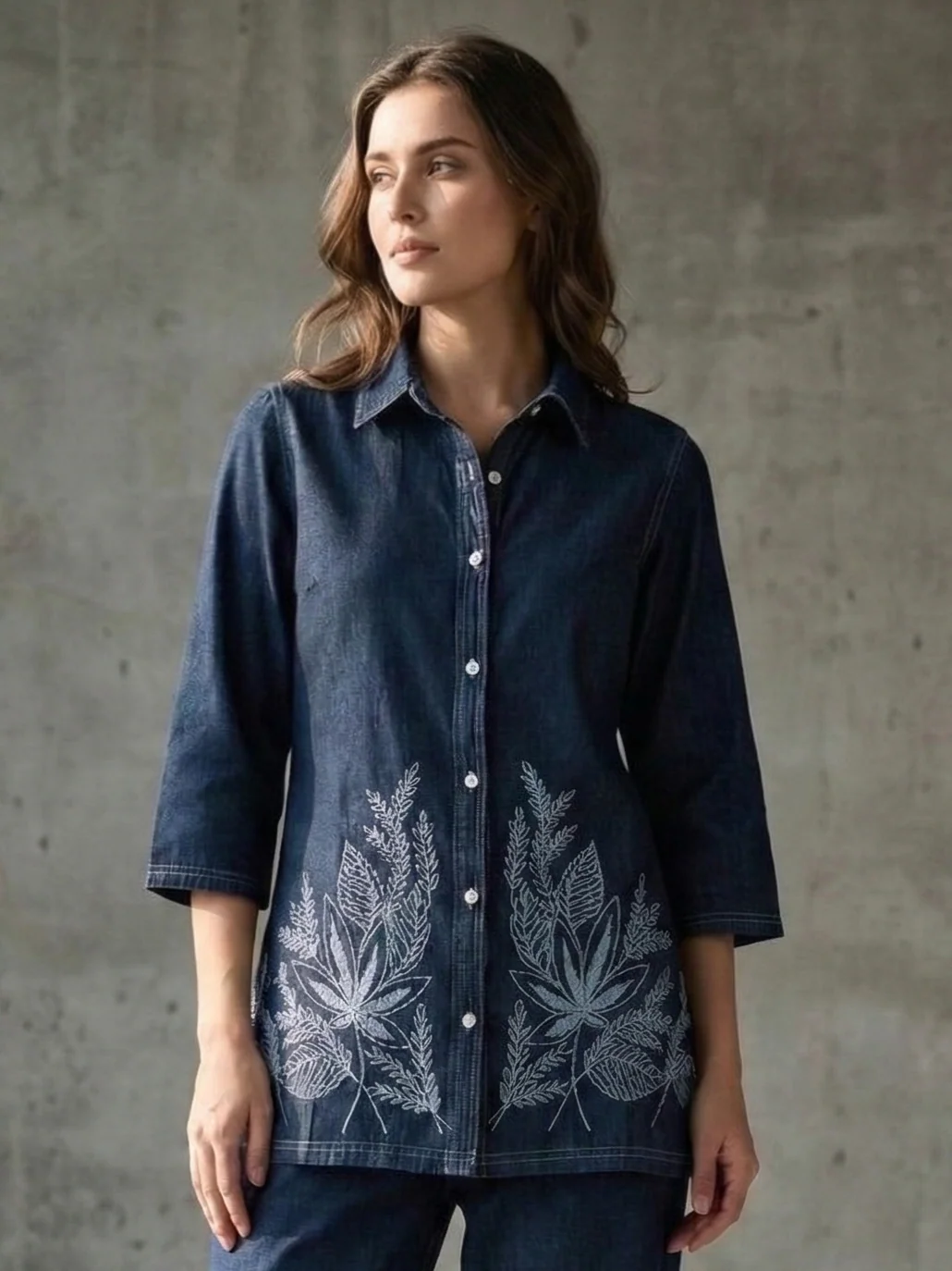 Prisha cyan embroidery denim co-ord set - Image 2
