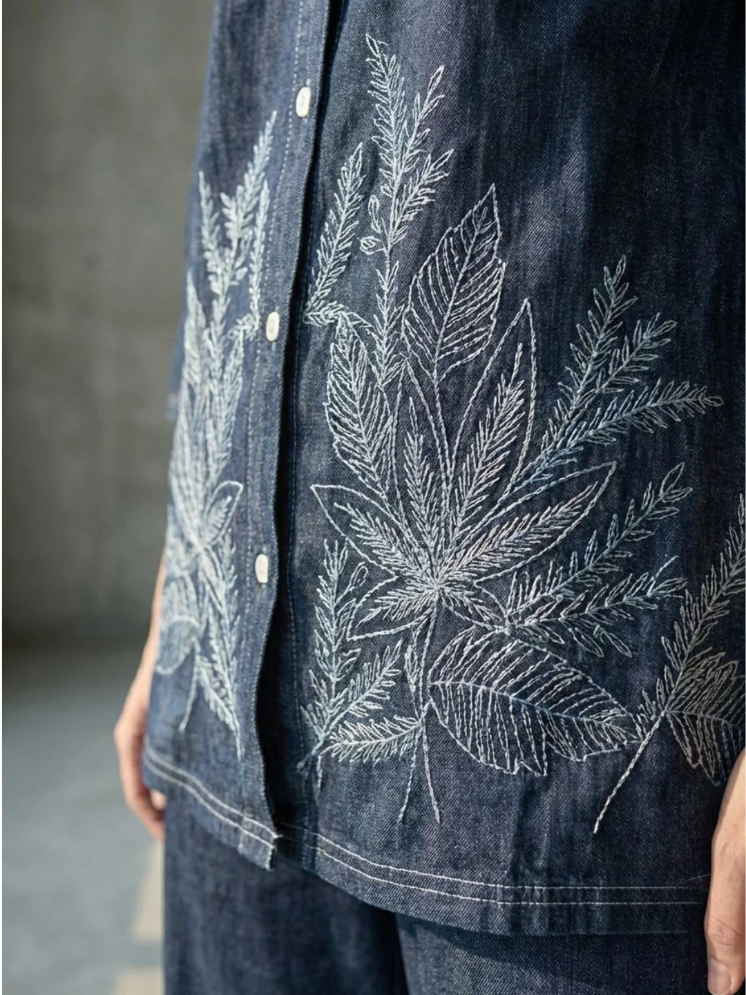 Prisha cyan embroidery denim co-ord set - Image 4