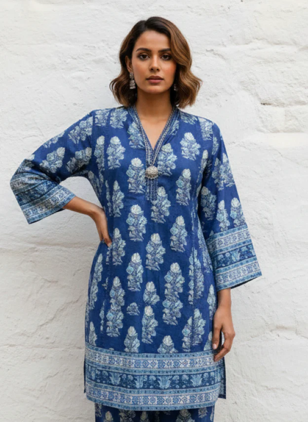 Swades cobalt printed cotton co-ord set - Image 2