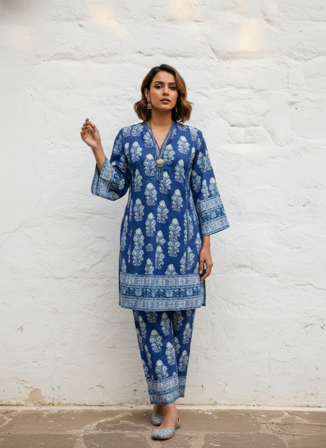 Swades cobalt printed cotton co-ord set - Image 3